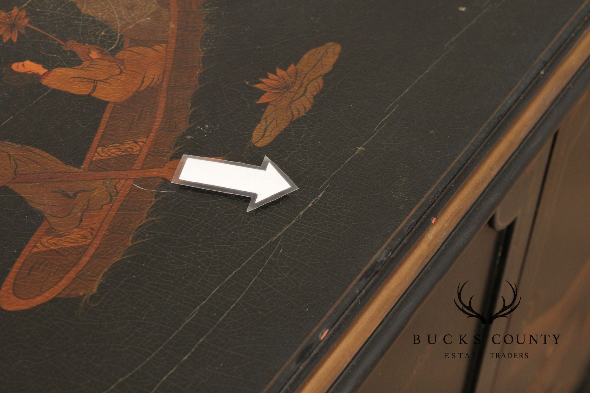 Georgian Furnishing Co. Pair Of Black Lacquer Chinoiserie Cabinets