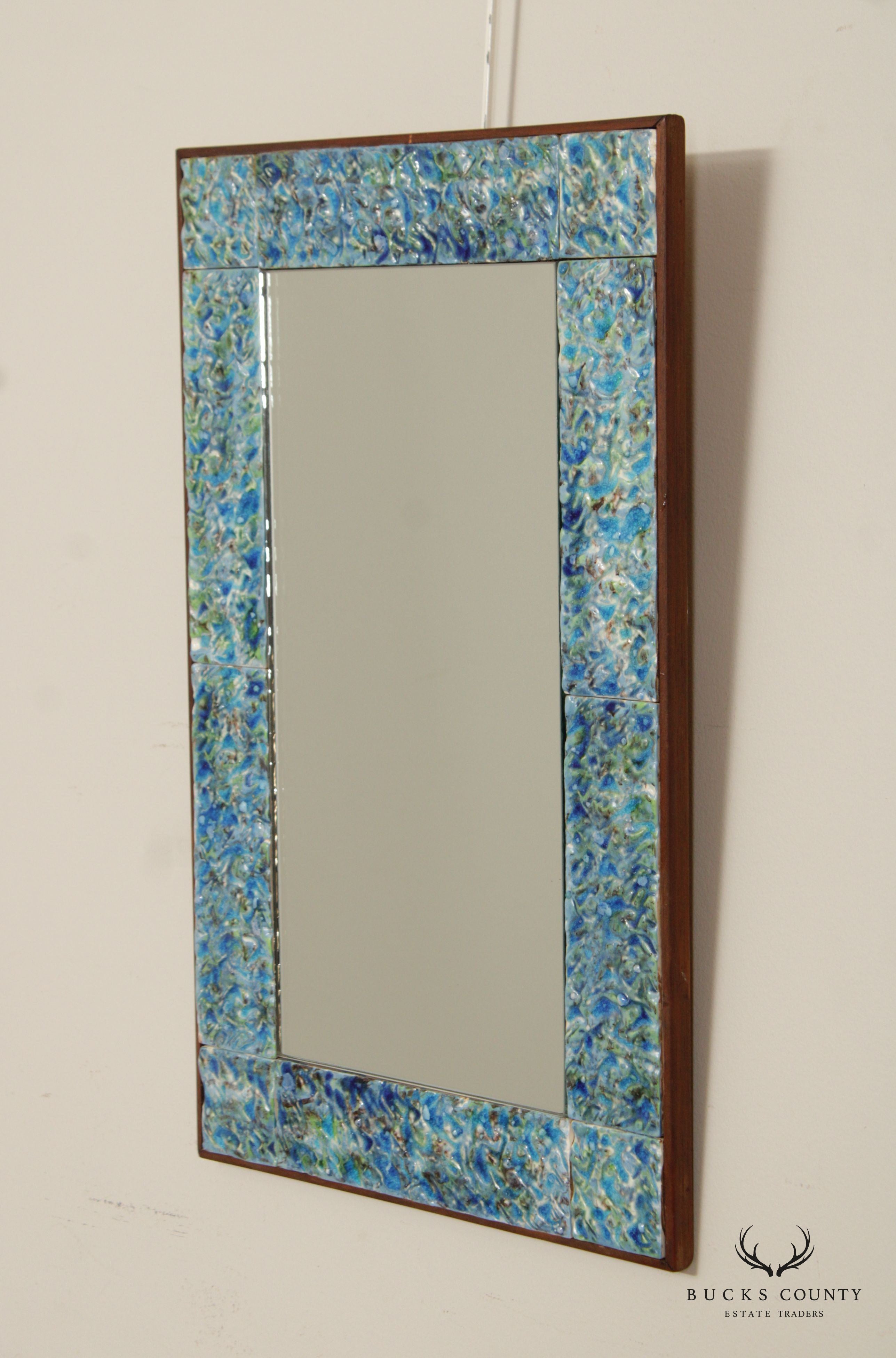 Mid Century Modern Tile Frame Wall Mirror