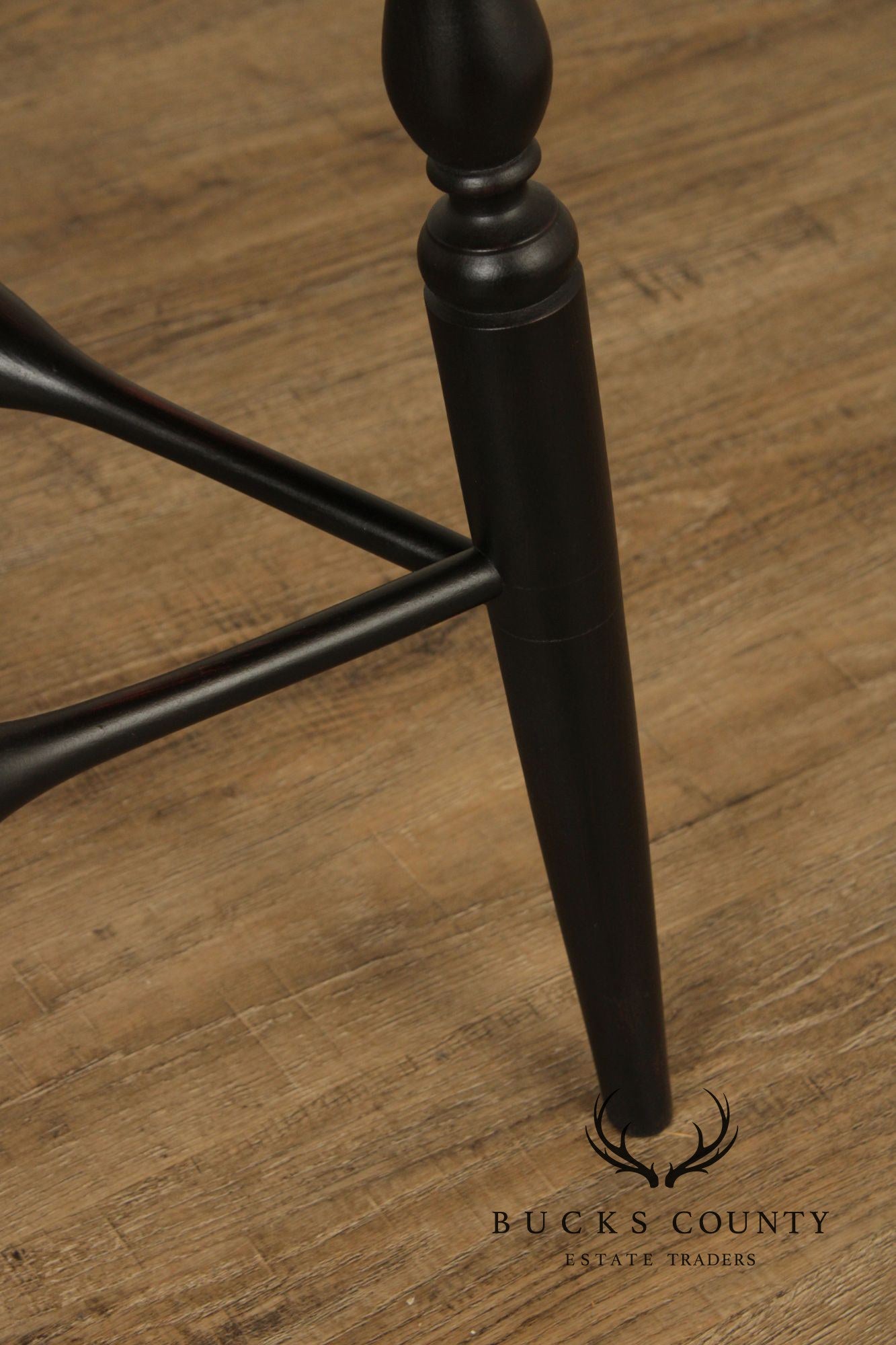 Custom Crafted Windsor Style Round Cherry and Ebonized Maple Side Table