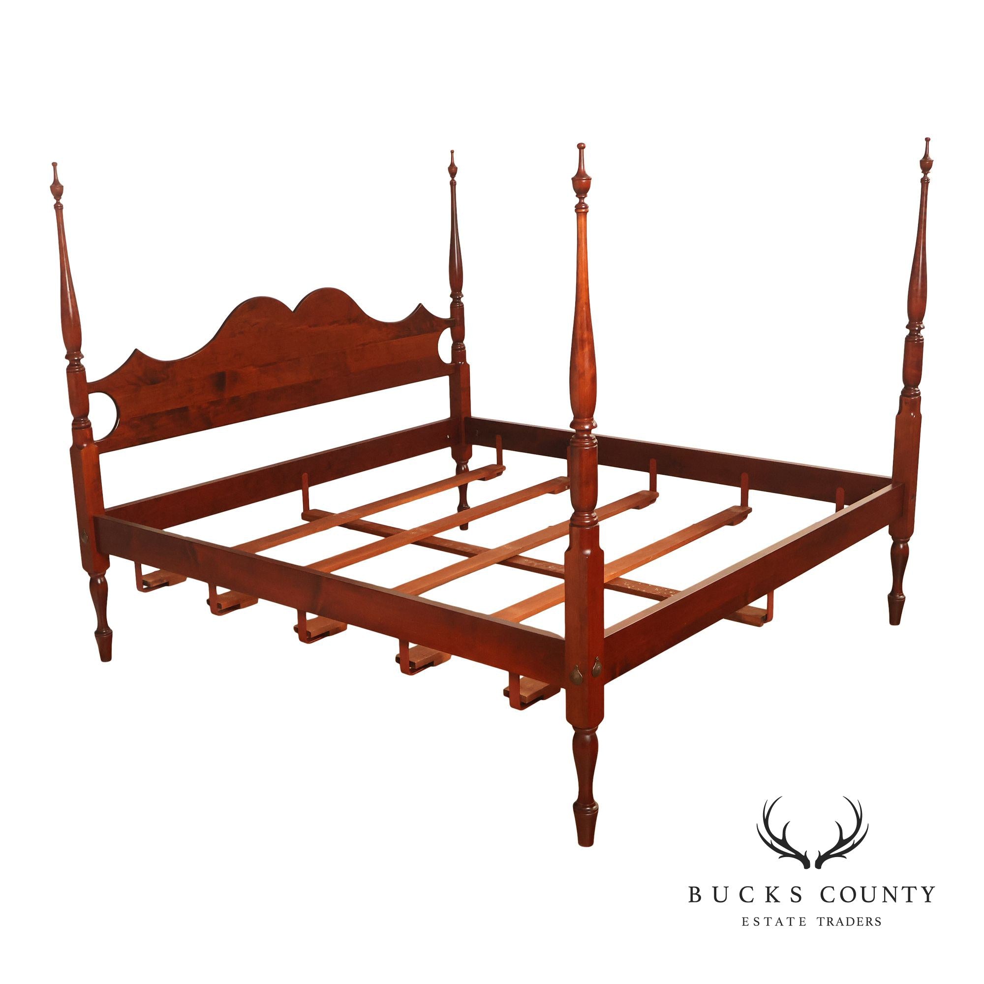 J.L. Treharn Sheraton Style King Maple Poster Bed