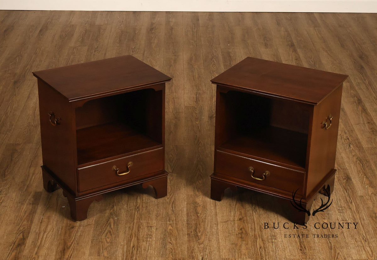 Pair Of Kittinger Old Dominion Mahogany Open Nightstands