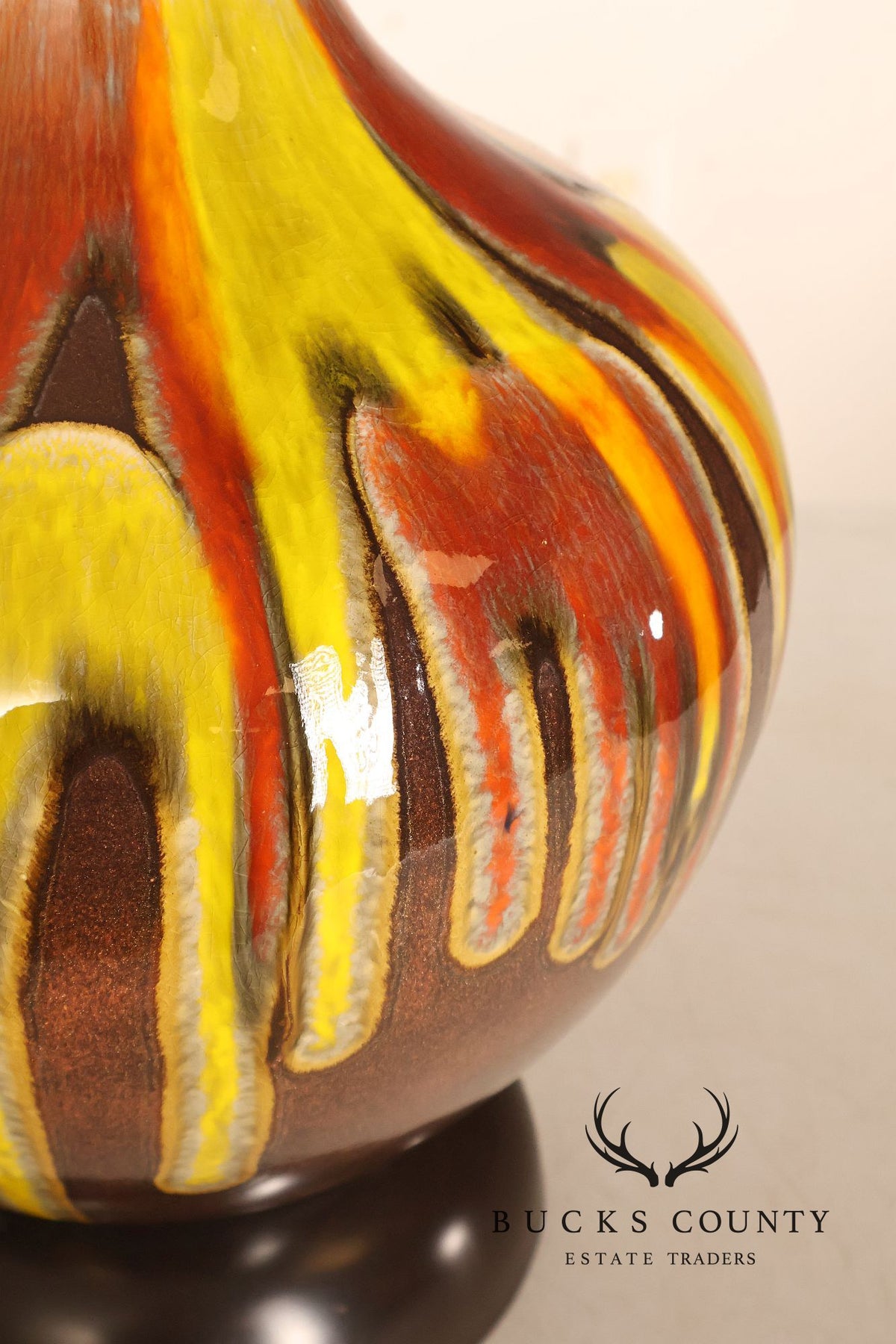 Mid Century Modern Drip-Glaze Ceramic Table Lamp