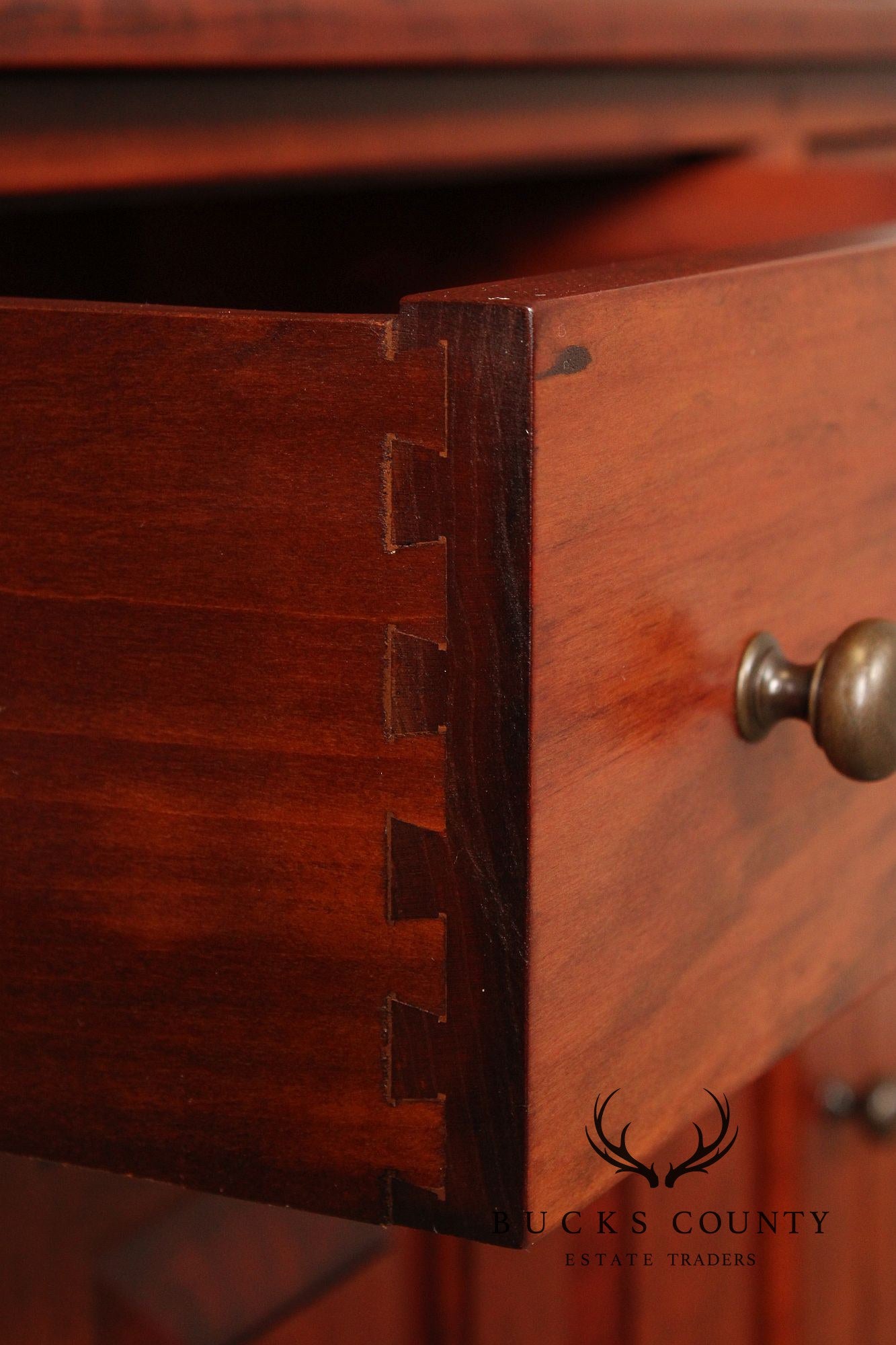 TWO PIECE BENCH-MADE CHERRY DISH CUPBOARD