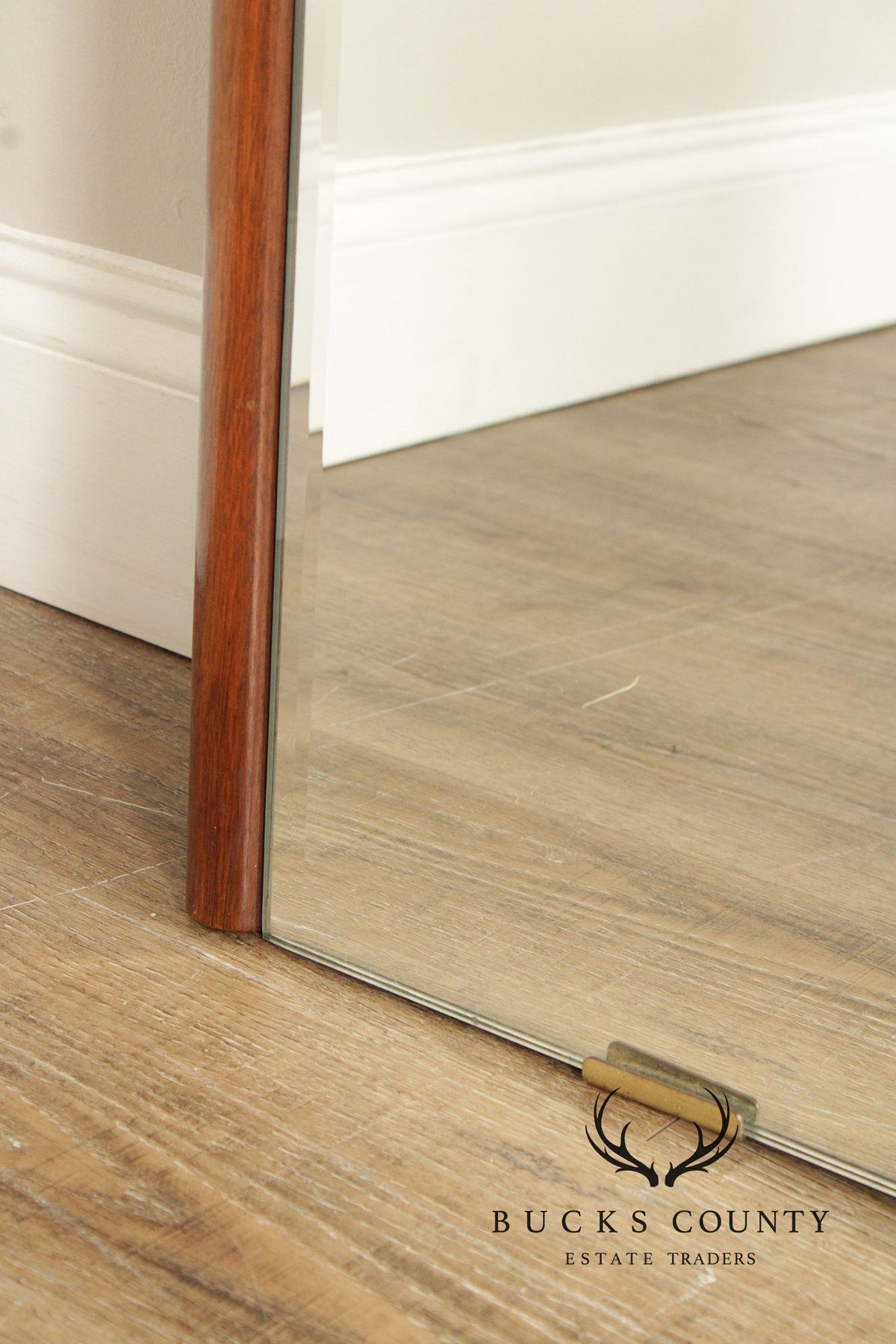 Mid Century Modern Walnut Framed Rectangular Wall Mirror