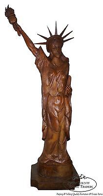 Magnificent Antique Hand Carved Mahogany Monumental 10.5 Foot Statue of Liberty