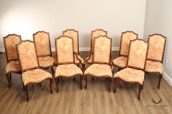 Henredon French Louis XV Style Set of Eight Carved Dining Chairs