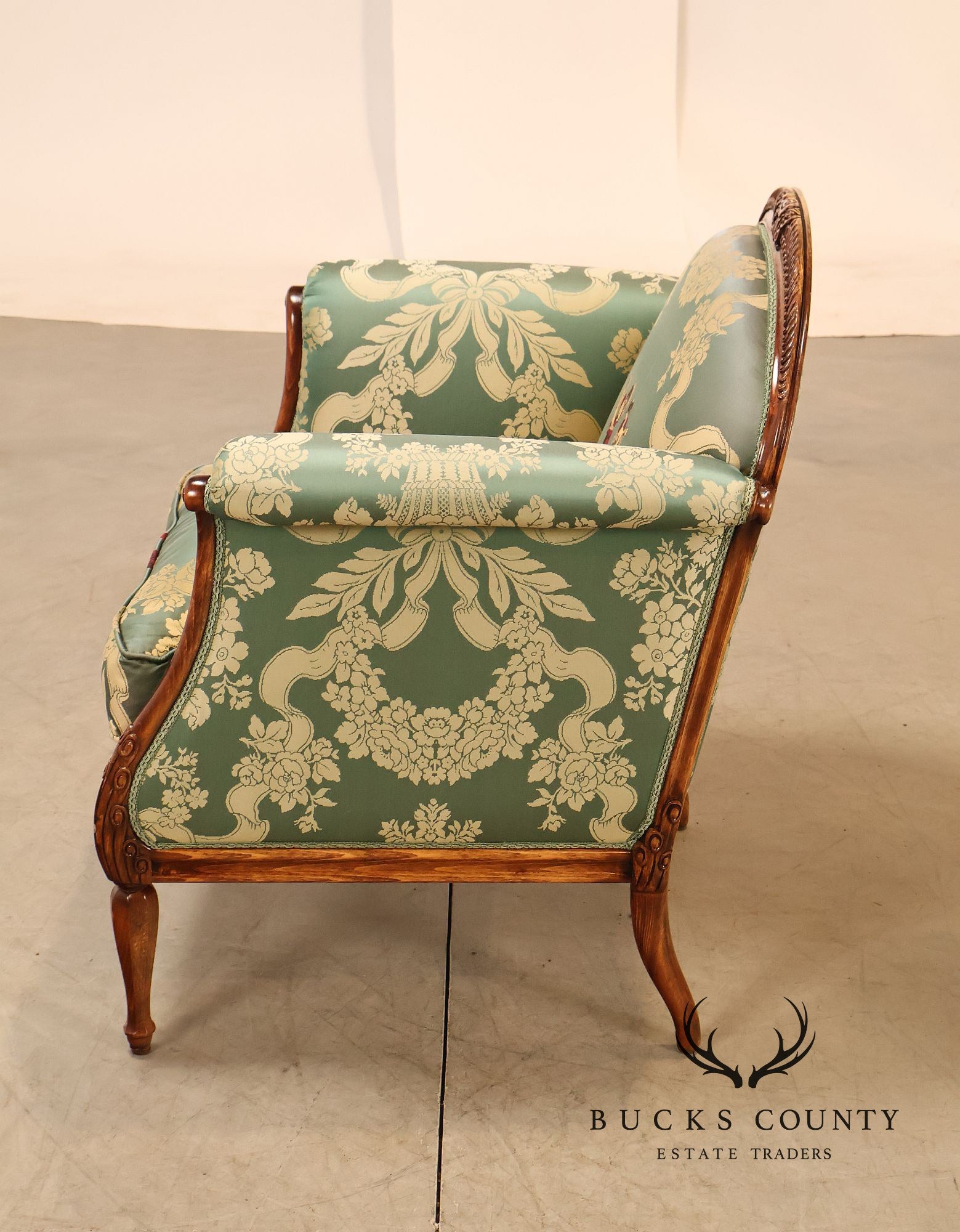 Colombo Mobili Louis XVI Style Pair Of Upholstered Bergeres Armchairs