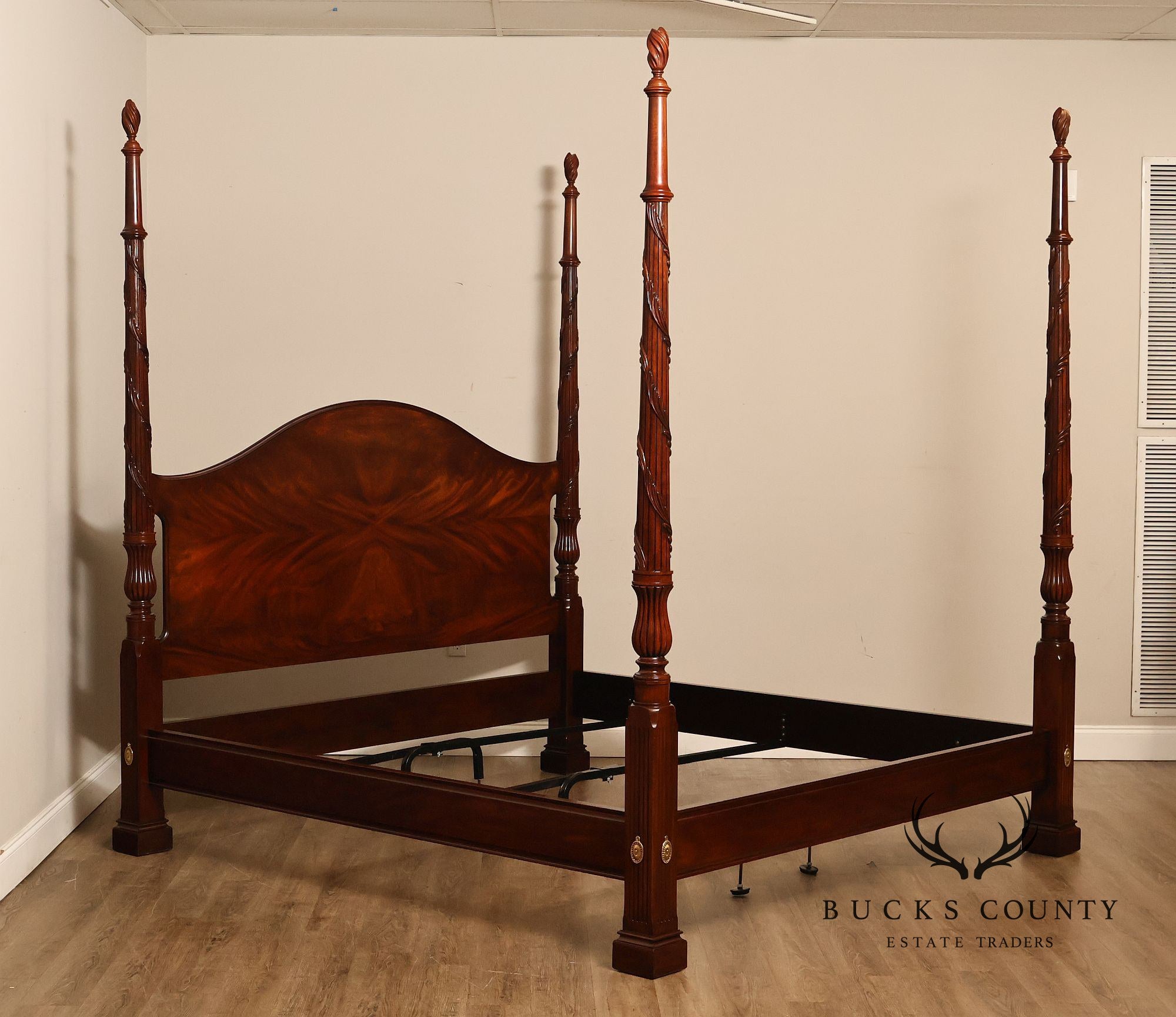 Henkel Harris Carved Mahogany King Poster Bed