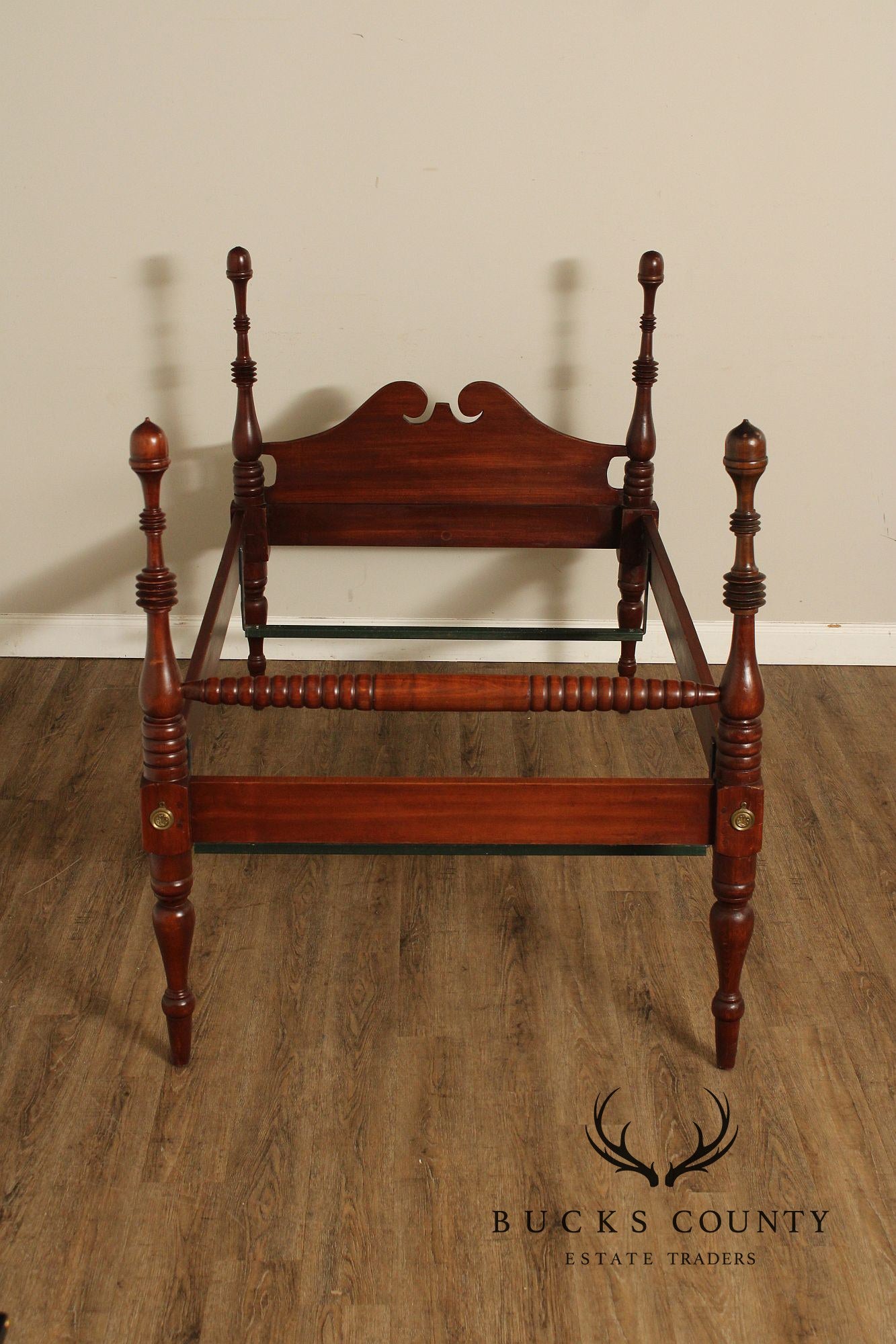 Antique Sheraton Style Pair Of Twin Poster Beds
