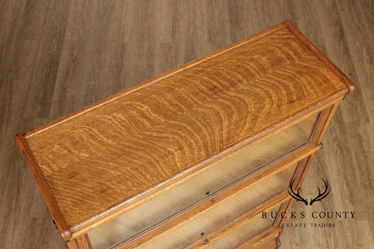 Antique Macey Oak Three Stack Barrister Bookcase