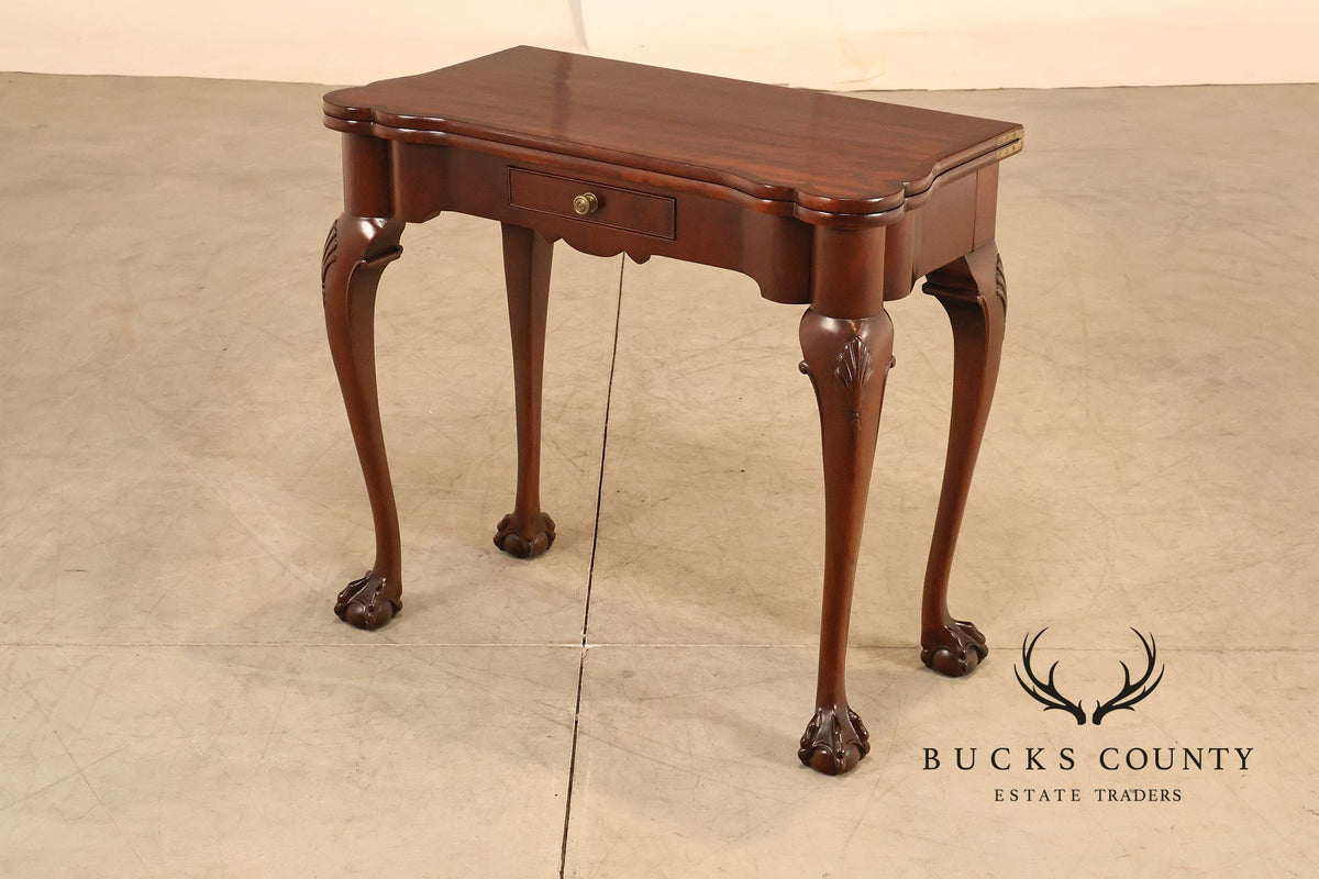 Chippendale Style Mahogany Pair Of Flip-Top Ball And Claw Game Tables