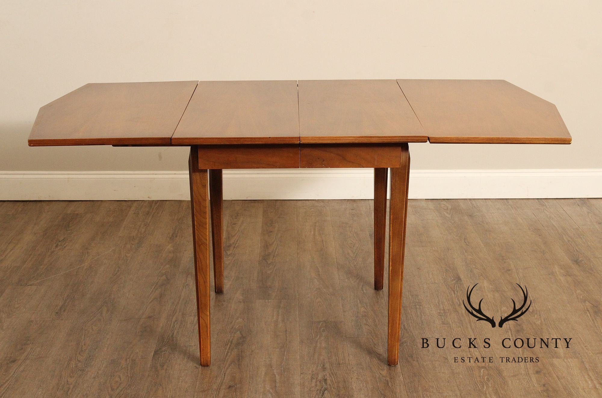 Mid Century Modern Walnut Extendable Drop Leaf Dining Table