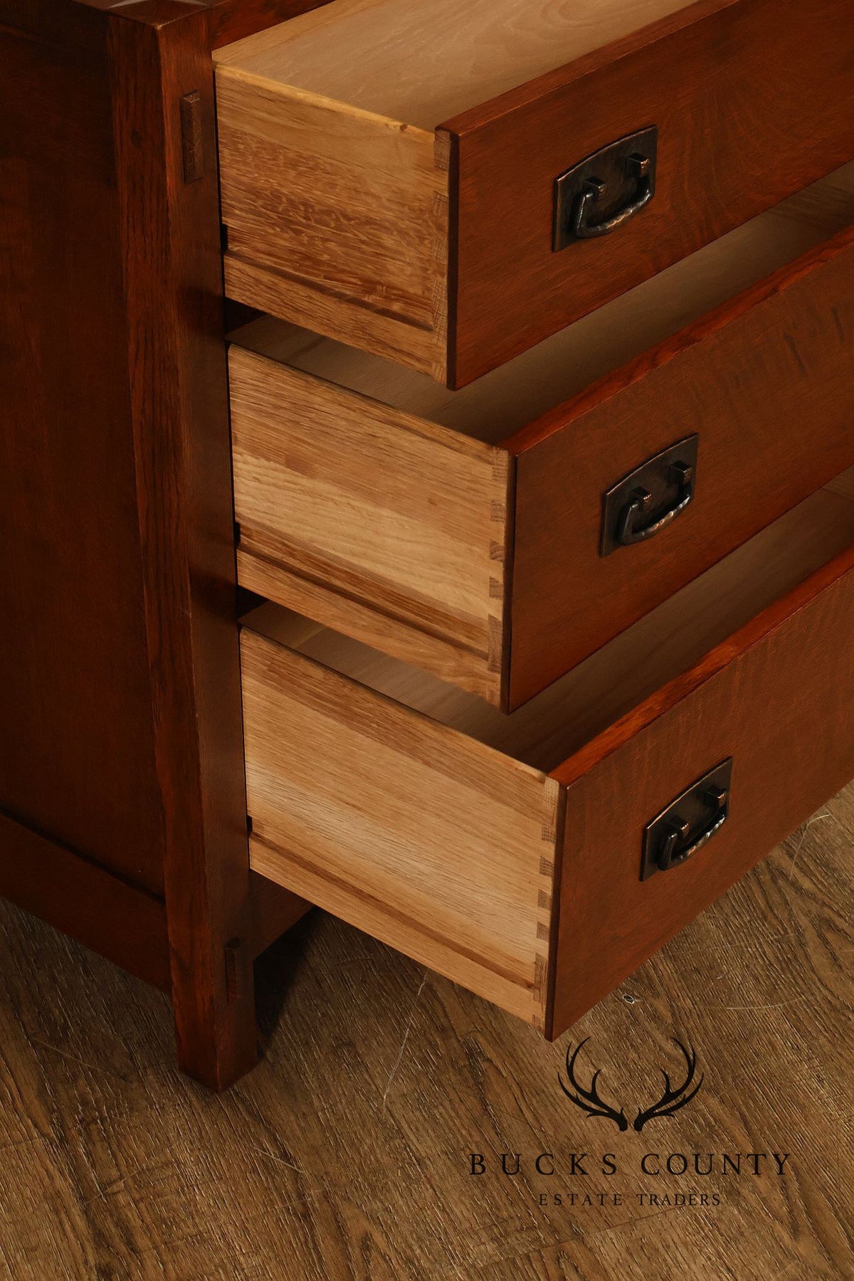 Stickley Mission Collection Pair Of Oak Three-Drawer Chests
