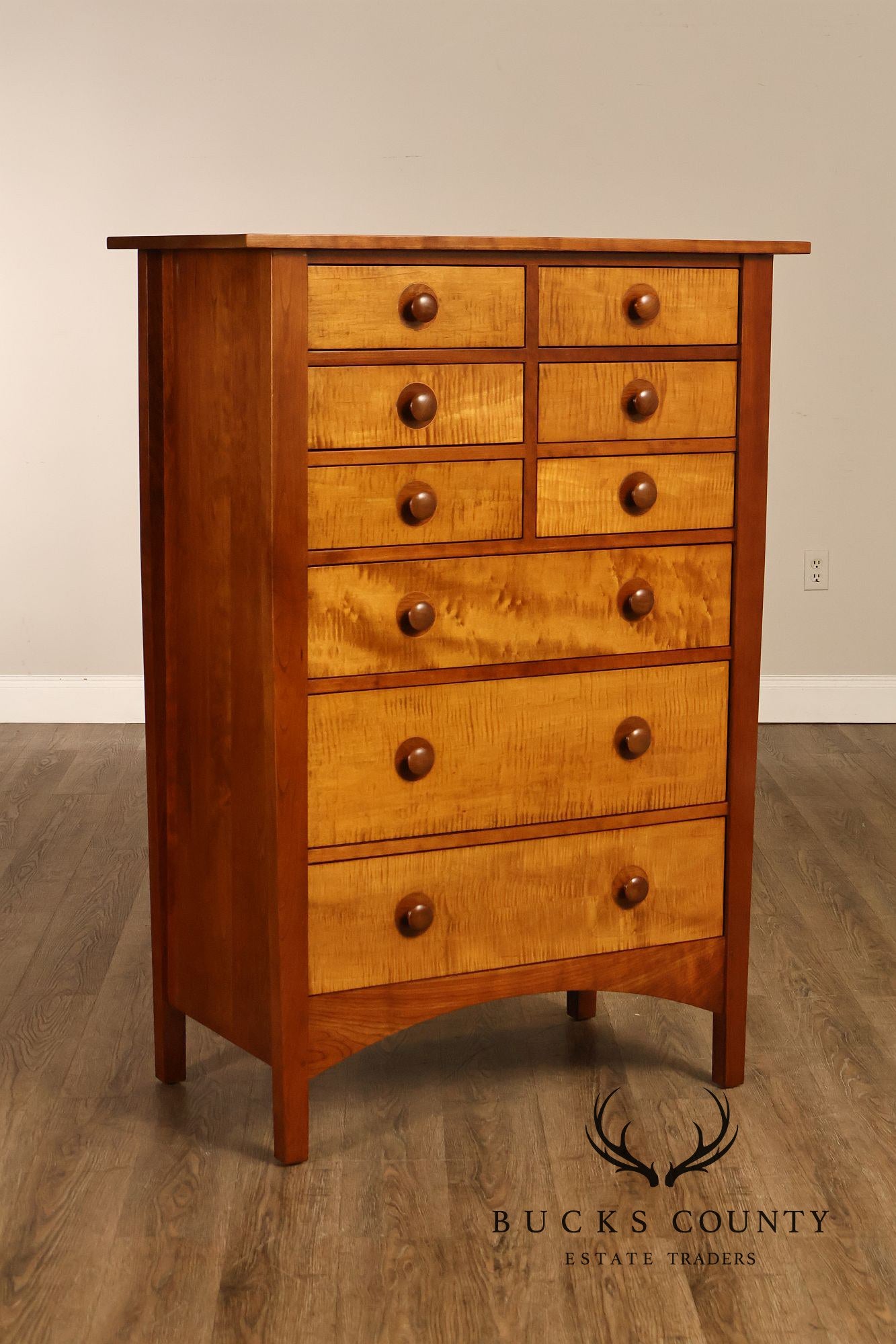 Stickley Mission Collection Harvey Ellis Cherry and Maple Tall Chest