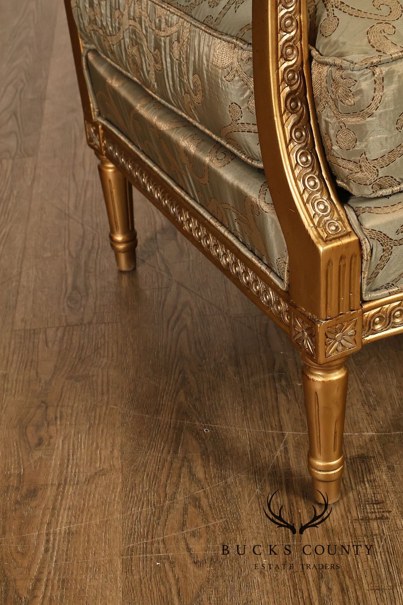 French Louis XVI Style Pair of Bergere Armchairs