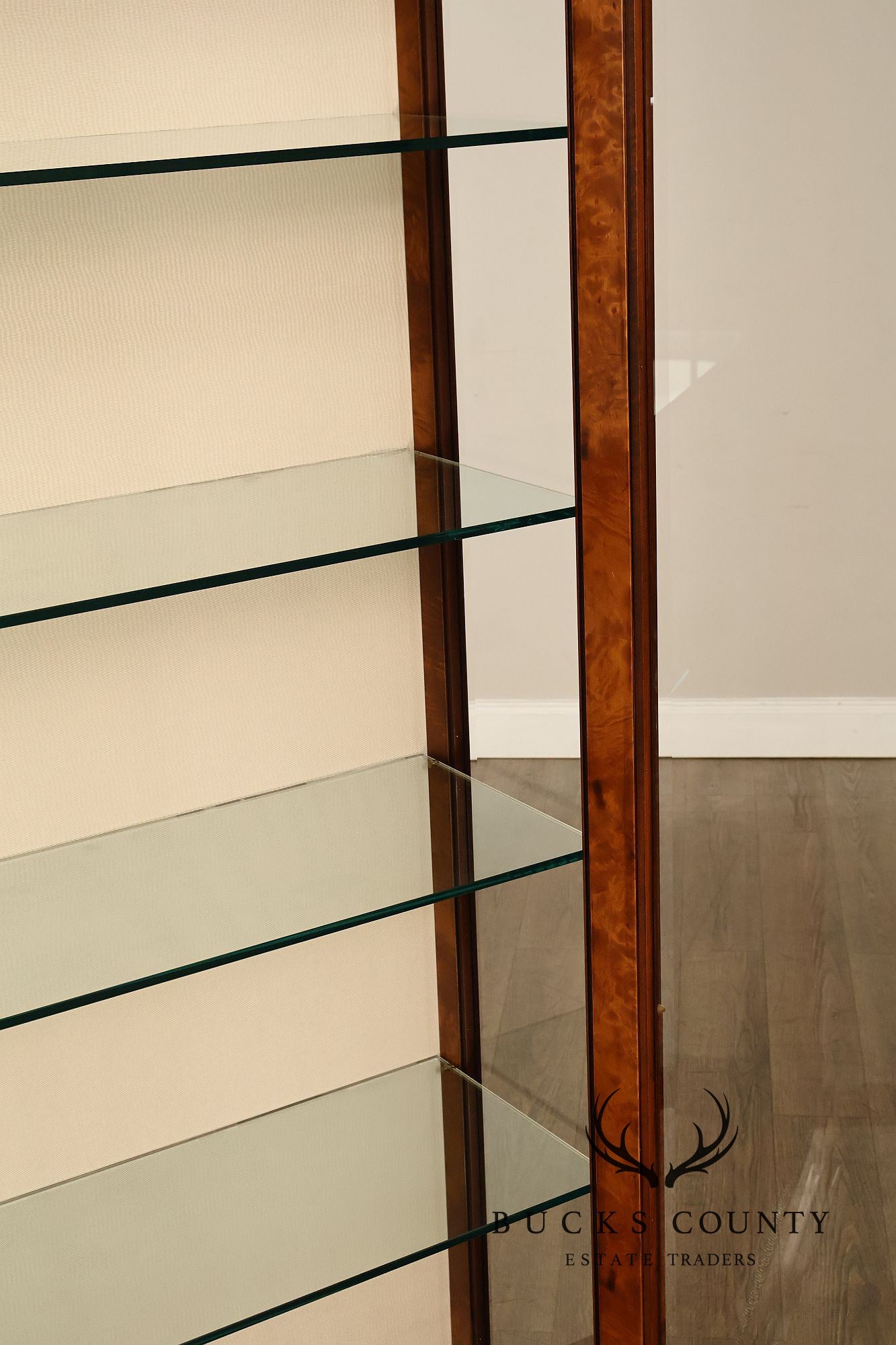 French Empire Style Burl Wood Vitrine Display Cabinet
