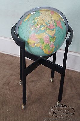 Jens Risom Hans Knoll Mid Century Black Wood Frame Globe on Stand