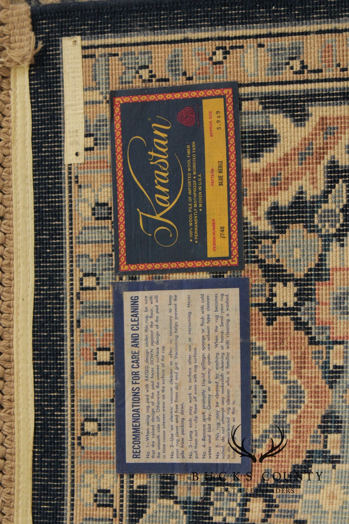 Karastan Blue Heriz Wool Area Rug 5.9 X 9