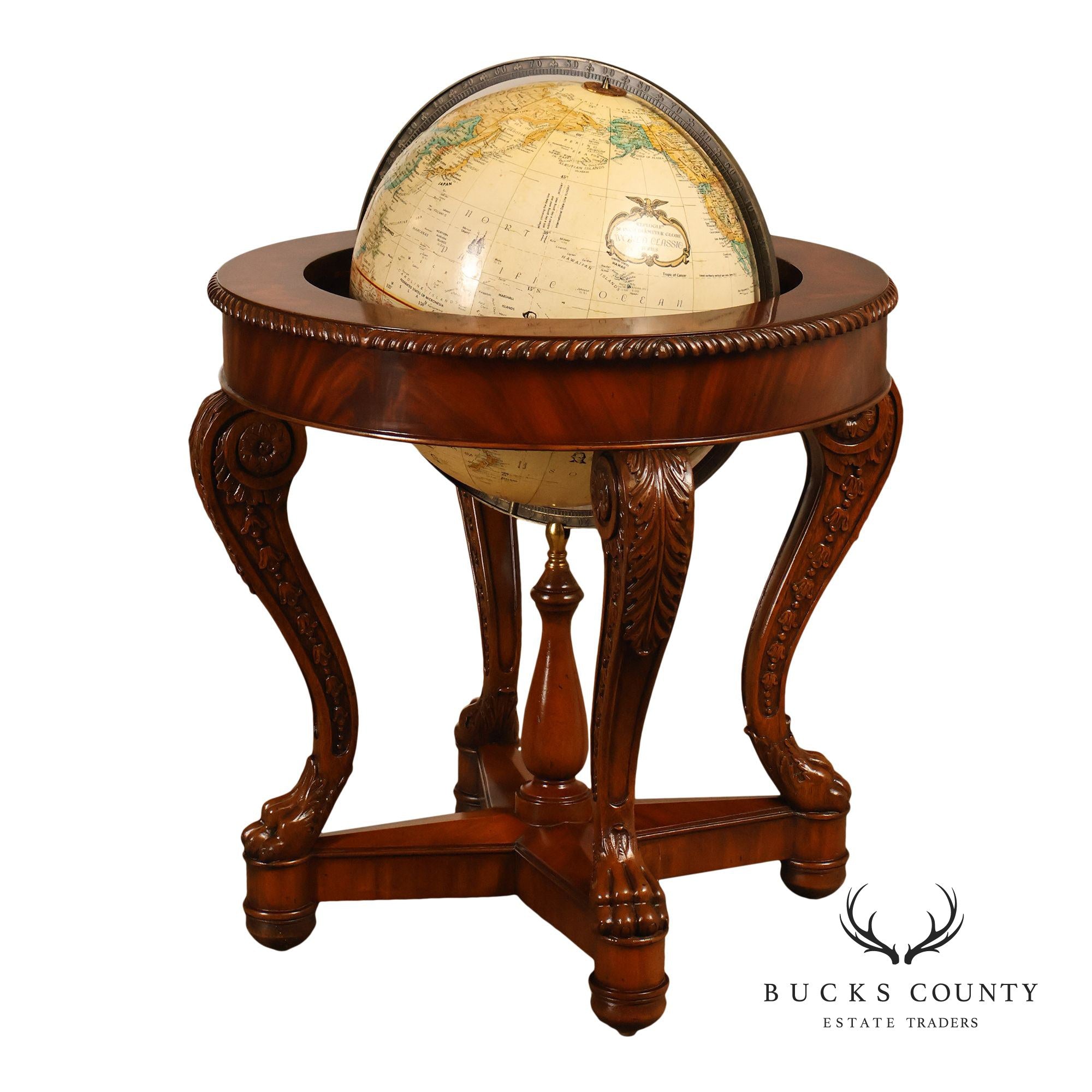 Maitland-Smith Mahogany Replogle World Globe Accent Table