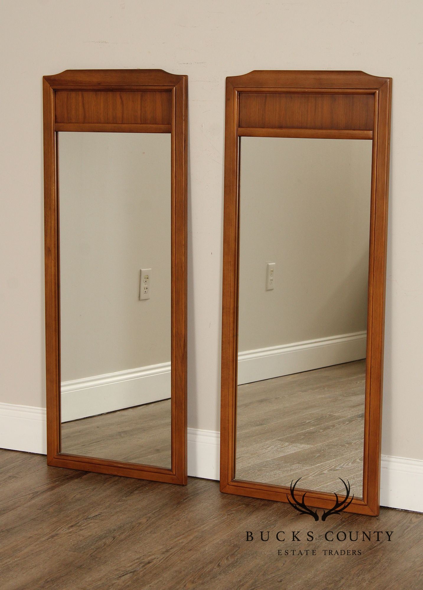 Mid-Century Modern Pair of Walnut Pier Mirrors