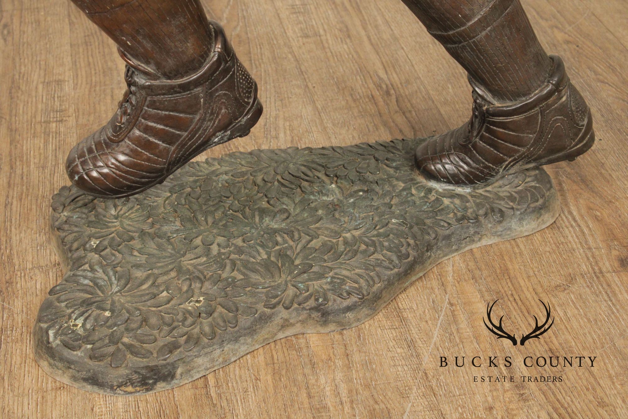 Bronze Garden Statue Of A Football Player