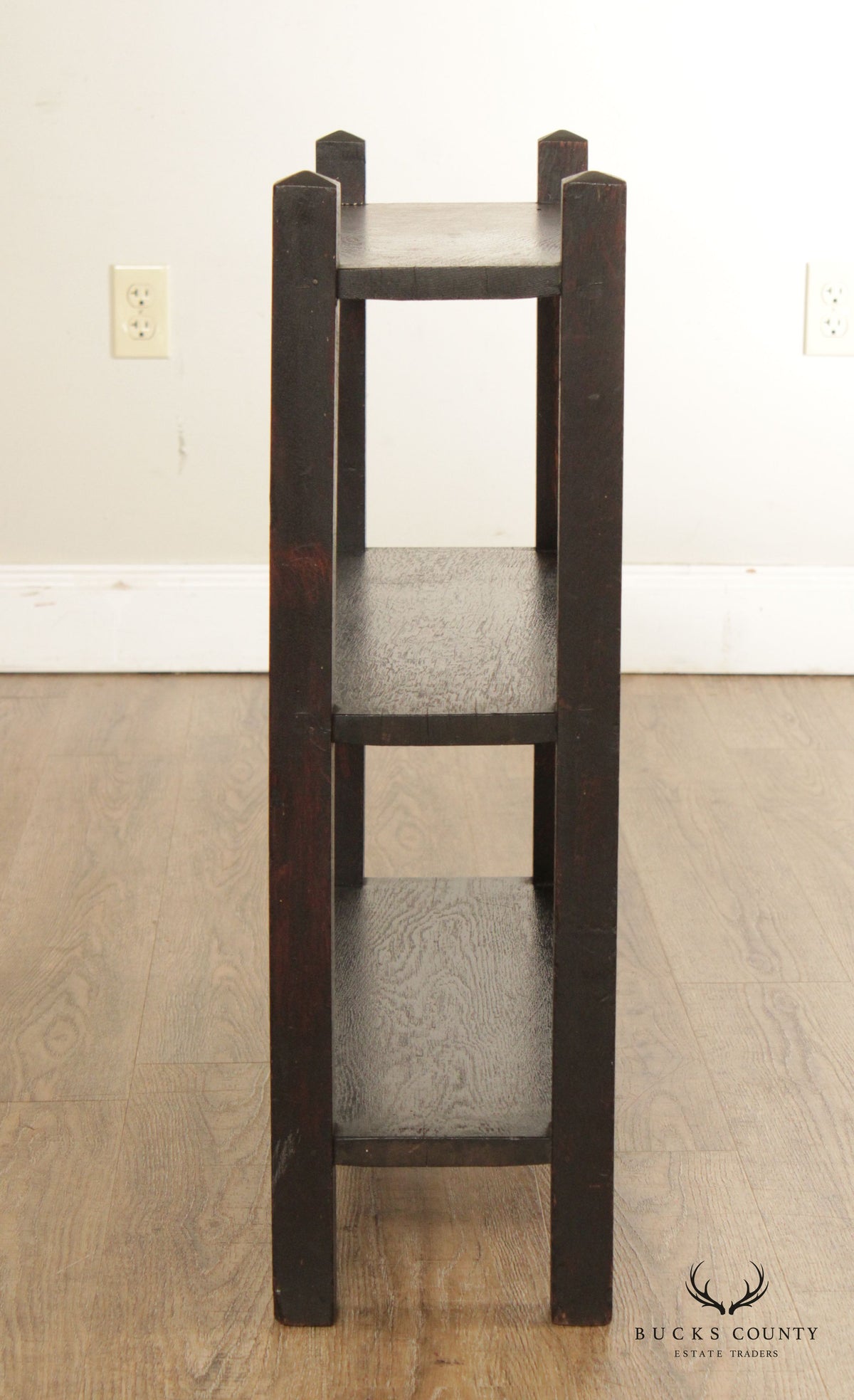 Arts & Crafts Oak Three Tier Open Magazine Stand