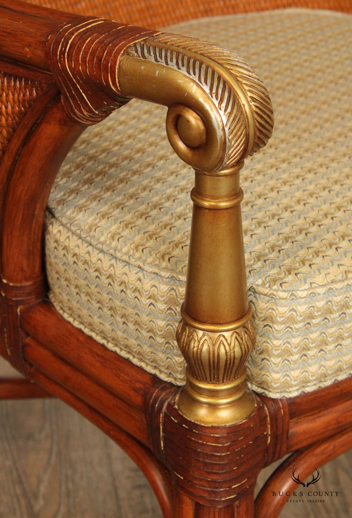 Ethan Allen British Colonial Style Rattan 'Bermuda' Armchair