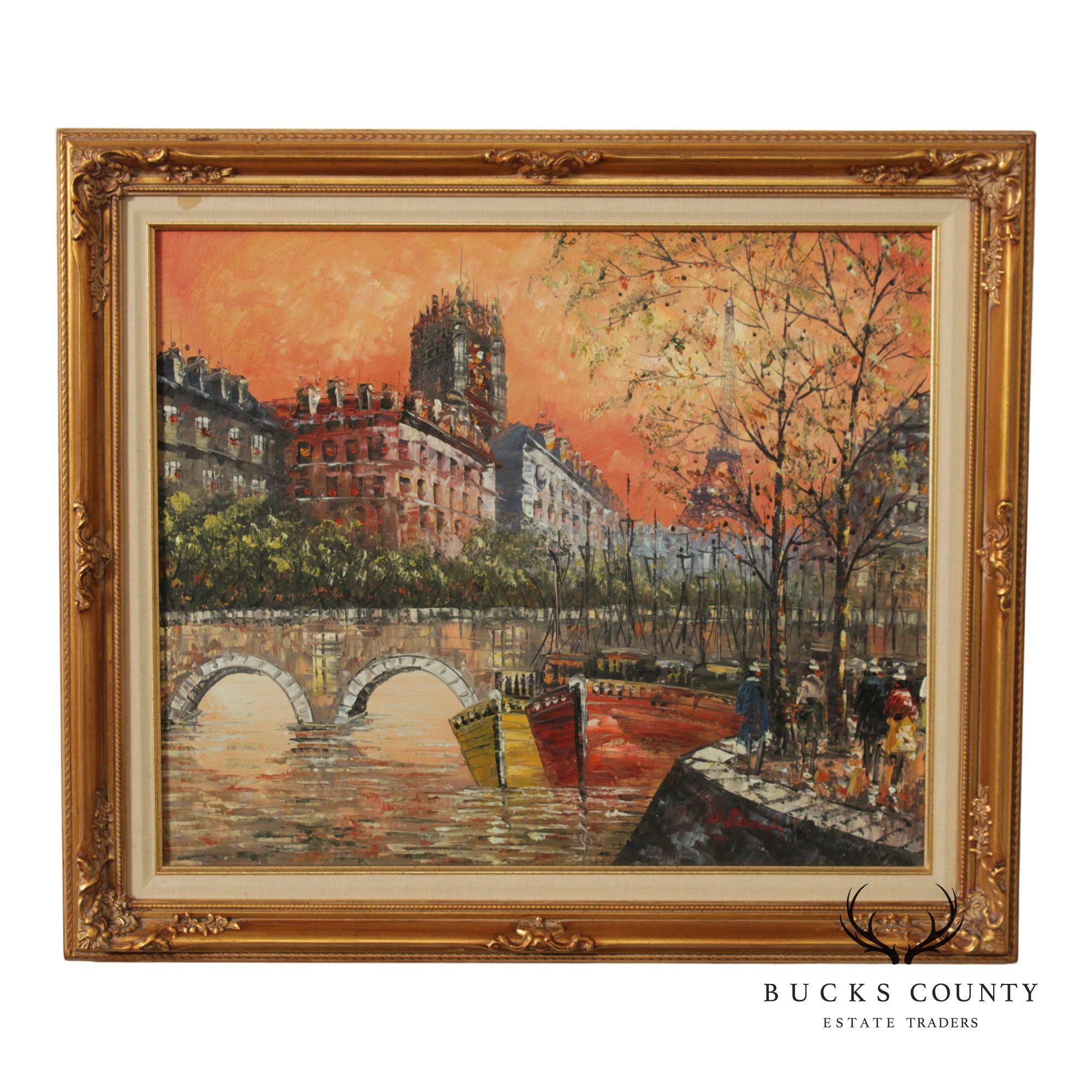 H. Pascal Oil Painting, Parisian Quay