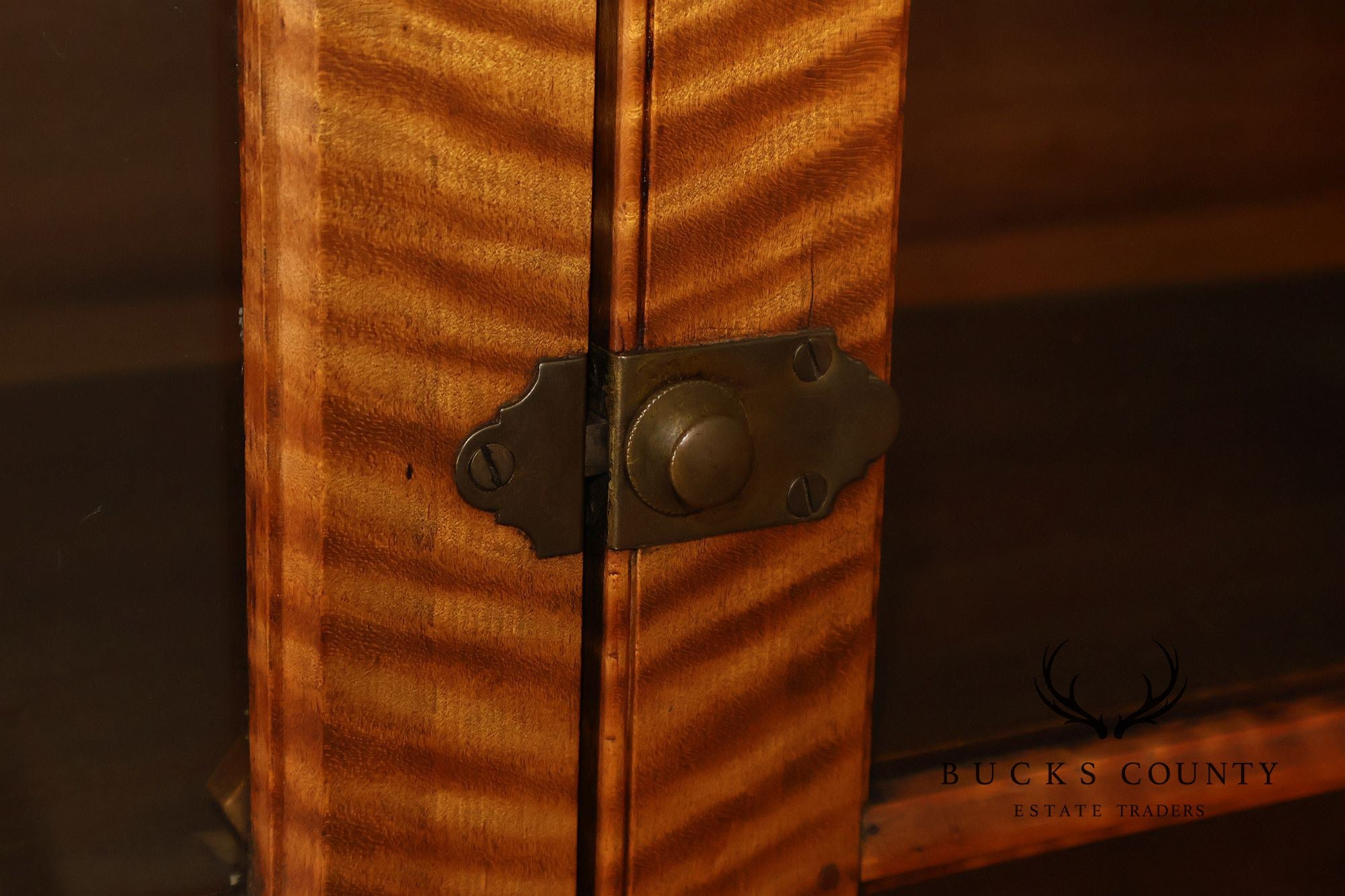Bench Made Tiger Maple And Cherry Two Piece Stepback Hutch Cabinet