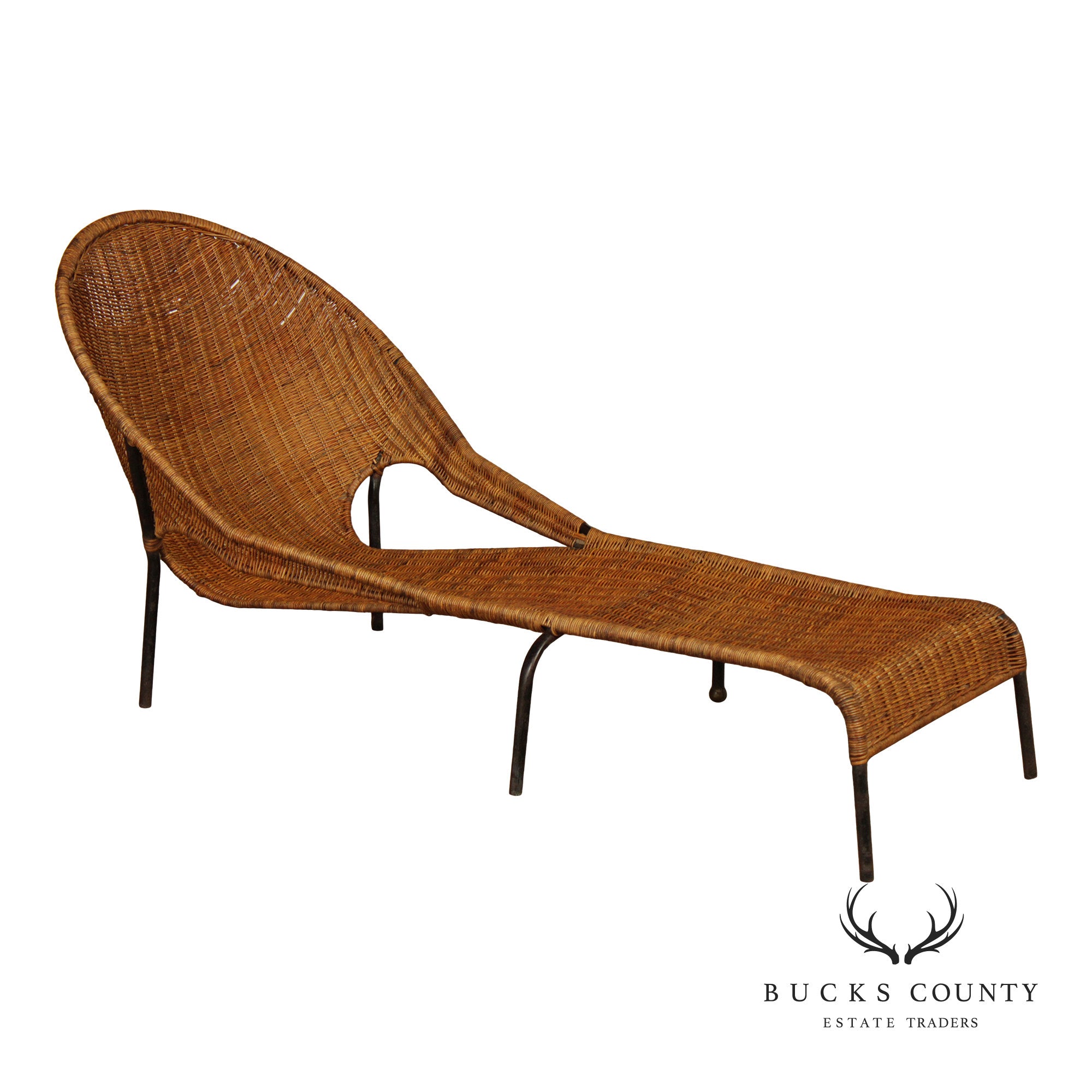 Francis Mair Attributed Mid Century Modern Wicker Lounge Chair