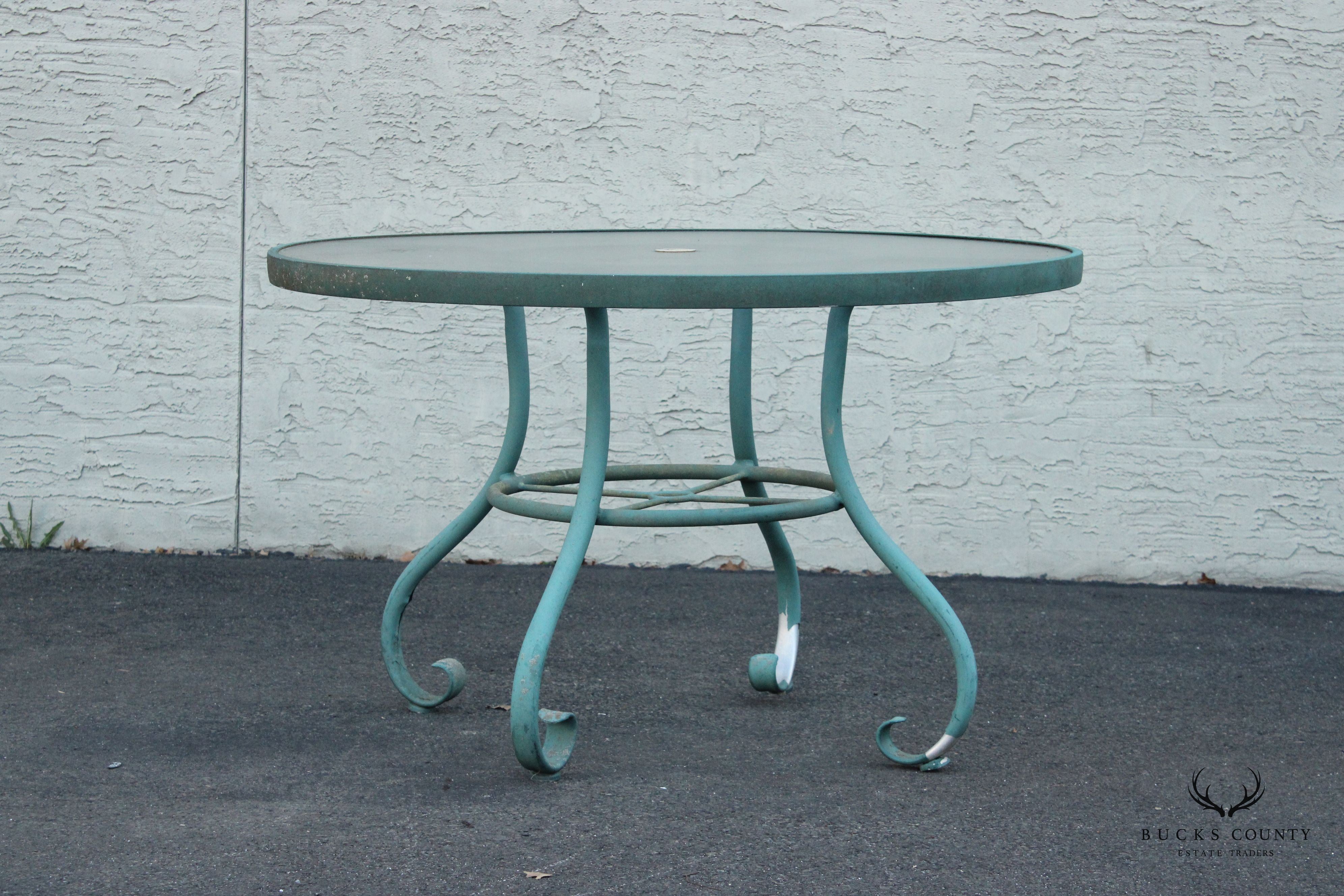 Woodard Round Glass Top Outdoor Patio Dining Table