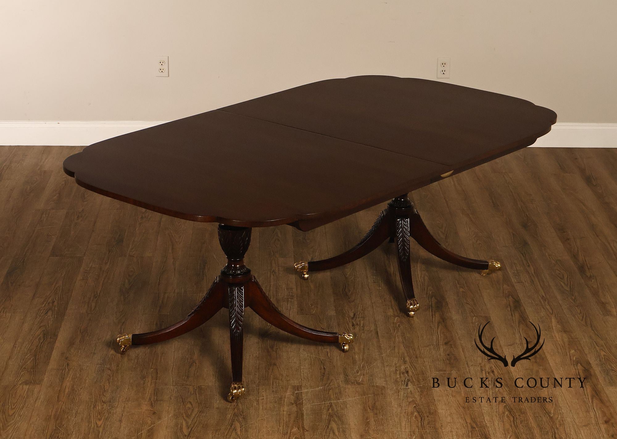 Kindel Georgian Style Double Pedestal Mahogany Dining Table