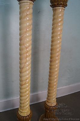 Vintage Pair of Italian Faux Painted Tall Twist Column Pillars