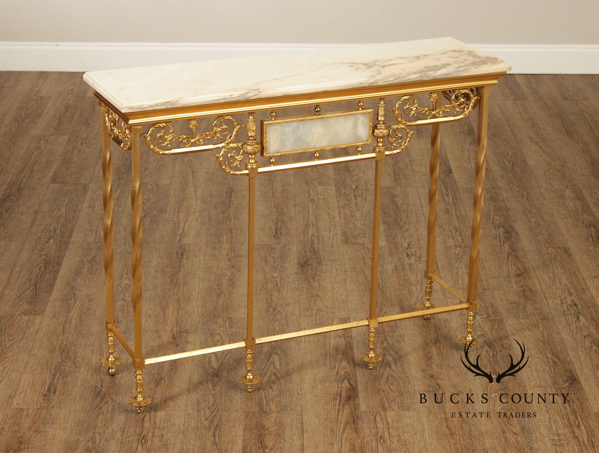 Italian Marble Top Gilt Bronze Console Table