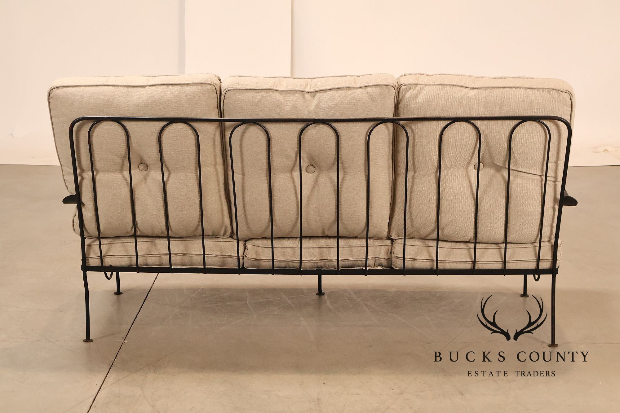 Vintage Wrought Iron Patio Garden Sofa With Cushions