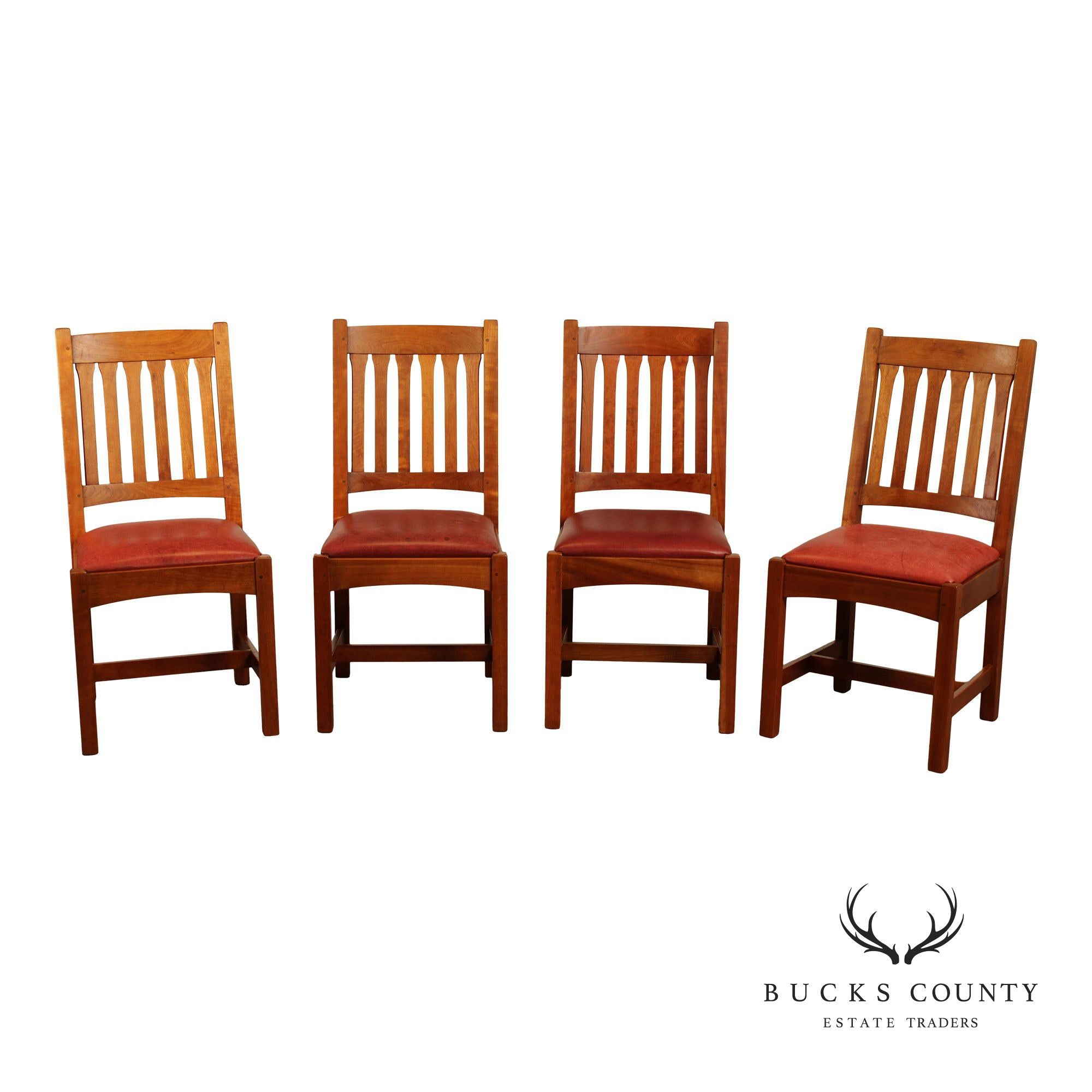 Stickley Mission Collection Set of Four Cherry Cottage Dining Chairs