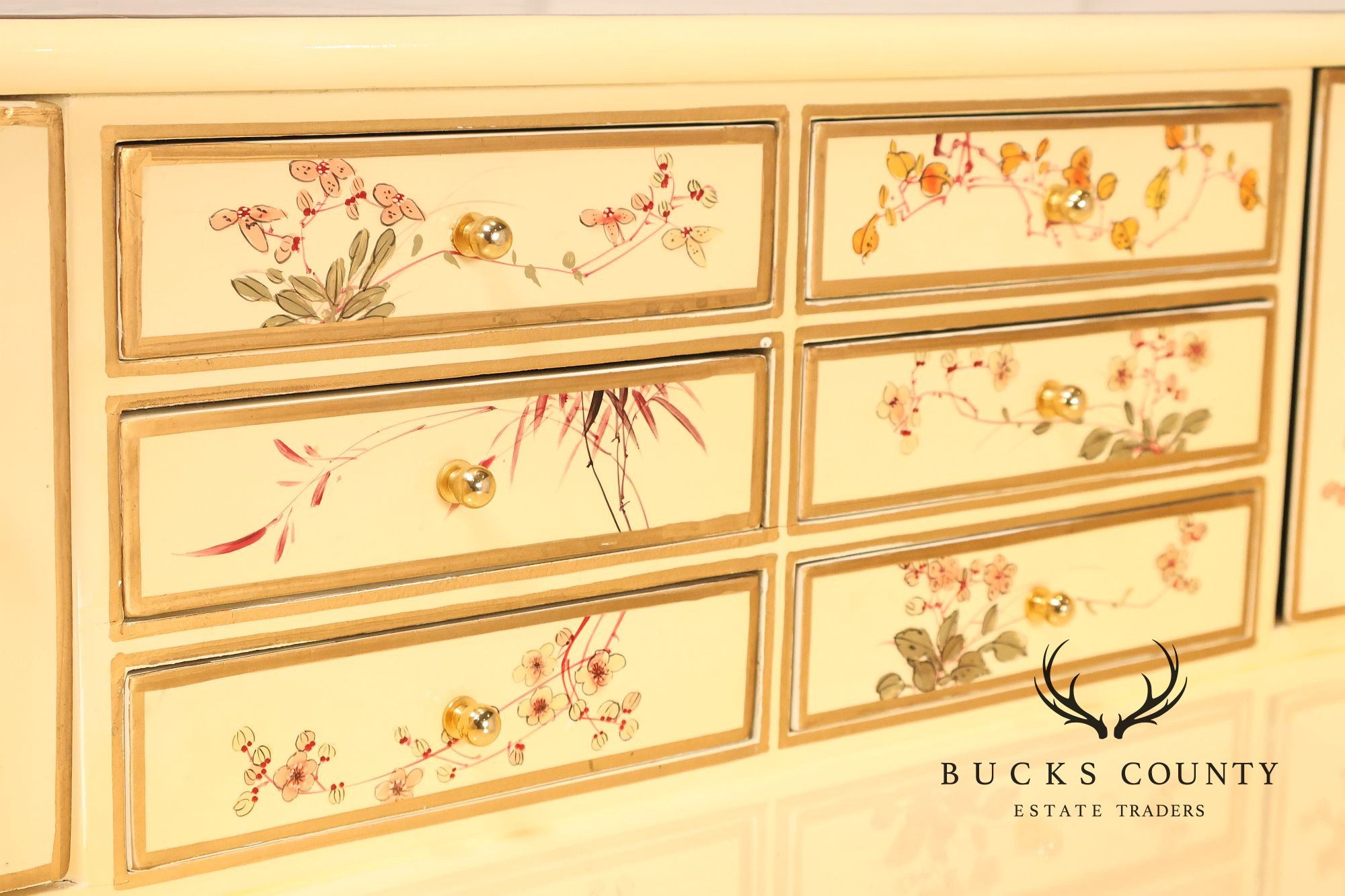 Chinoiserie Painted Carlton House Writing Desk With Chair