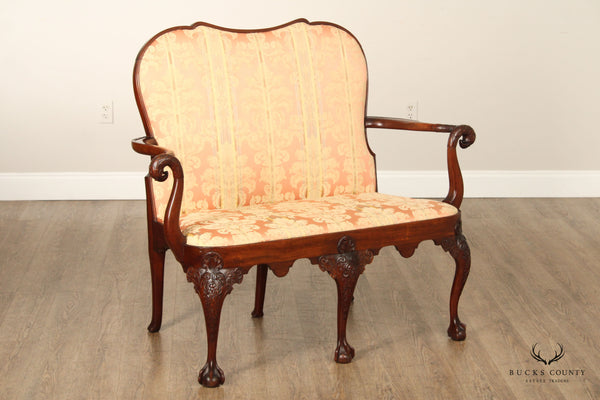 Georgian Style Antique Carved Mahogany Settee