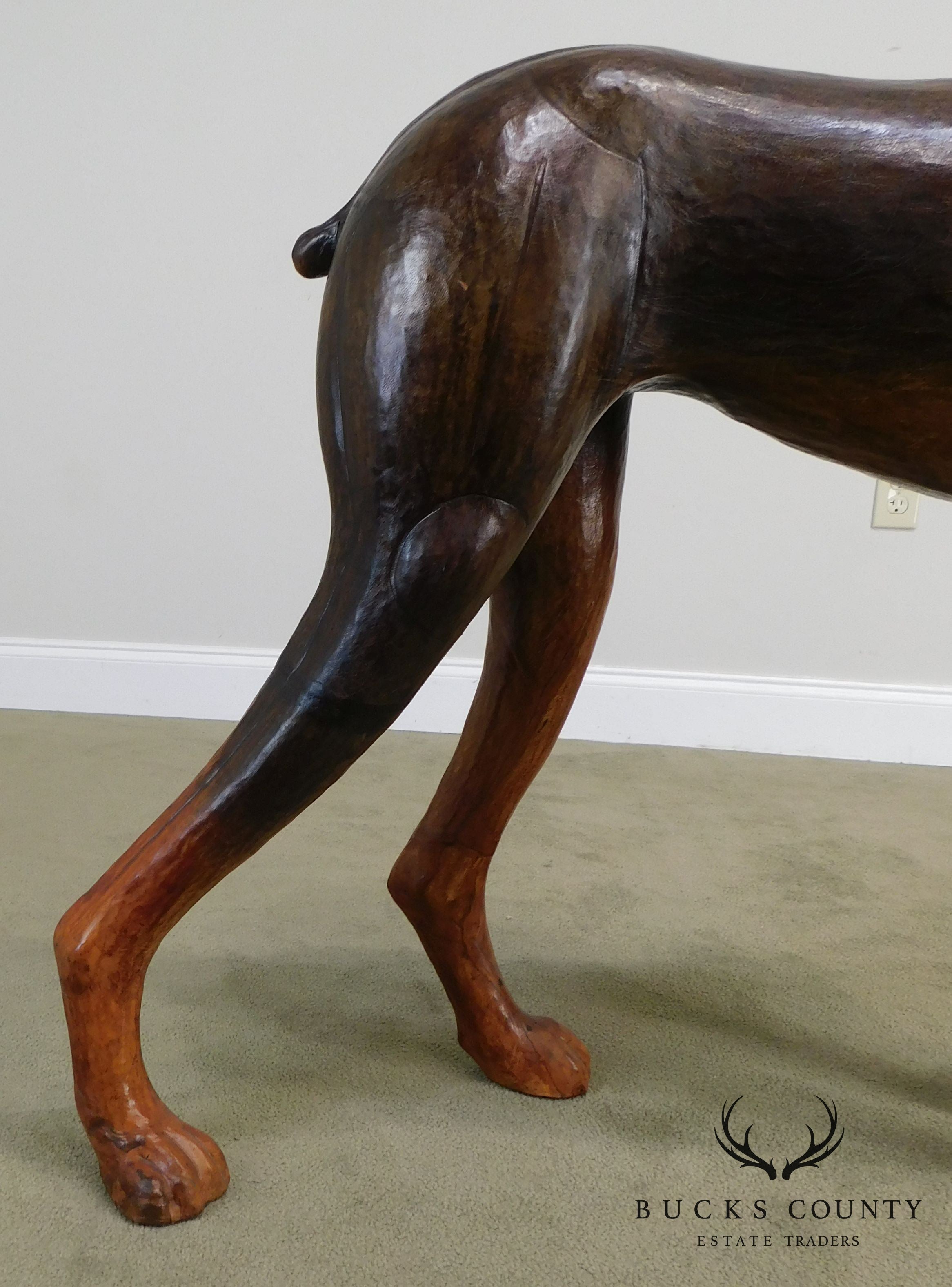 Life Size Leather Wrapped Doberman Pinscher Dog Statue