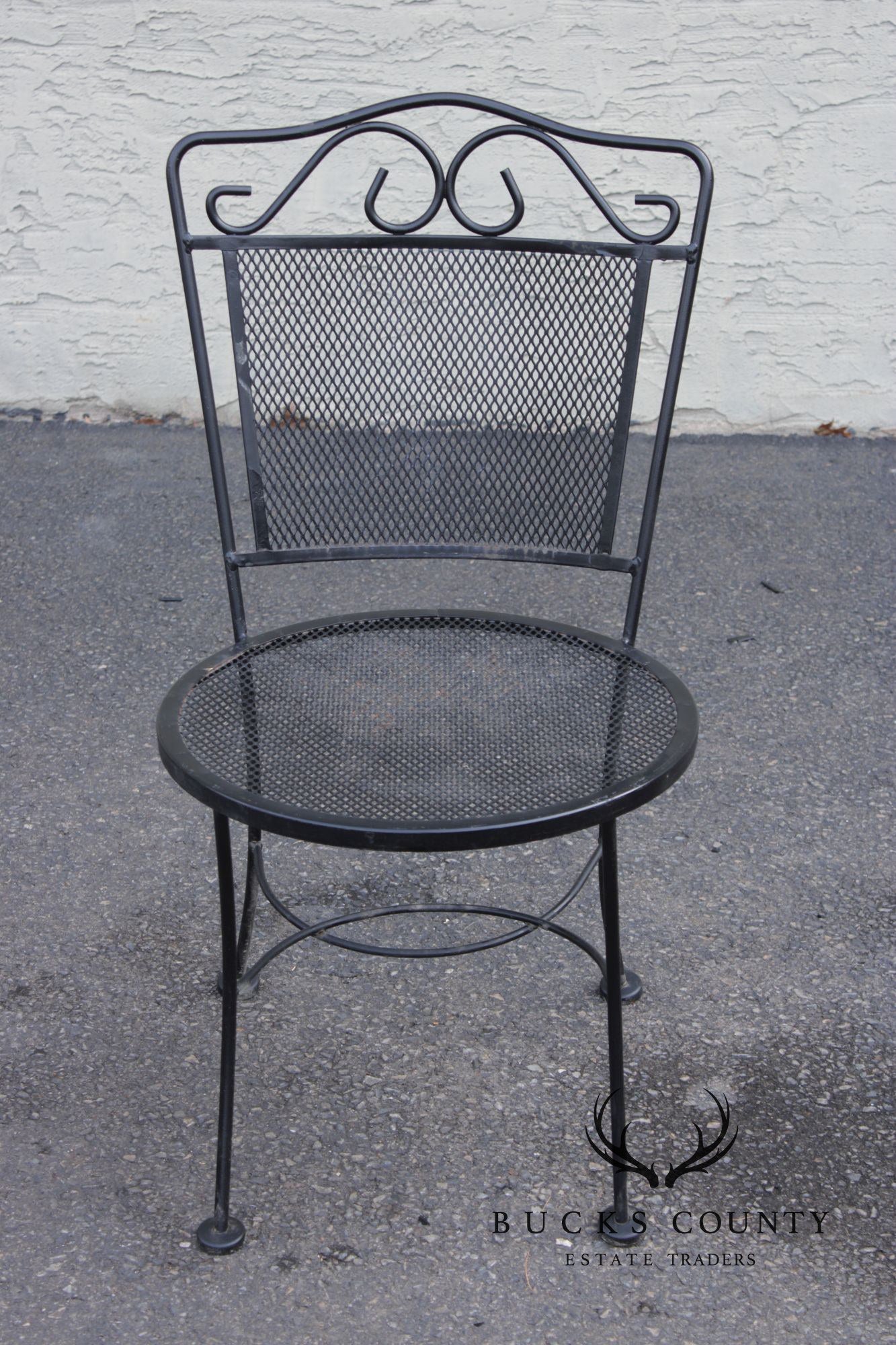 Vintage Pair of Wrought Iron Outdoor Patio Side Chairs