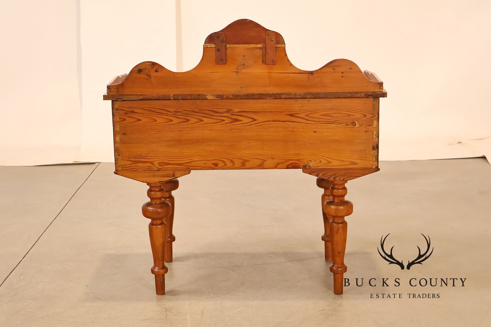 Antique Rustic Pine Five Drawer Work Table Or Dressing Table