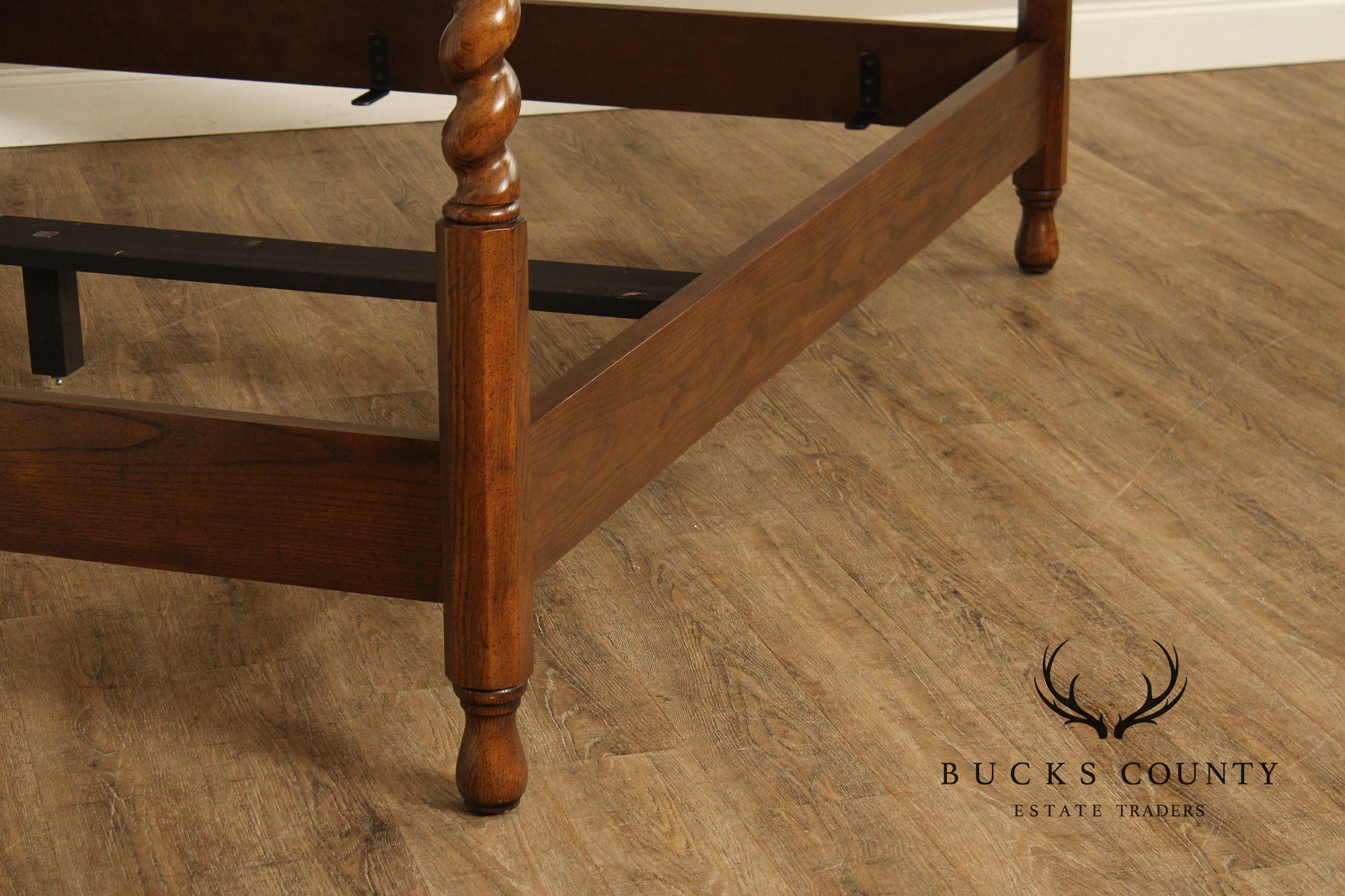 Baker Barley Twist Carved Oak King Size Canopy Poster Bed