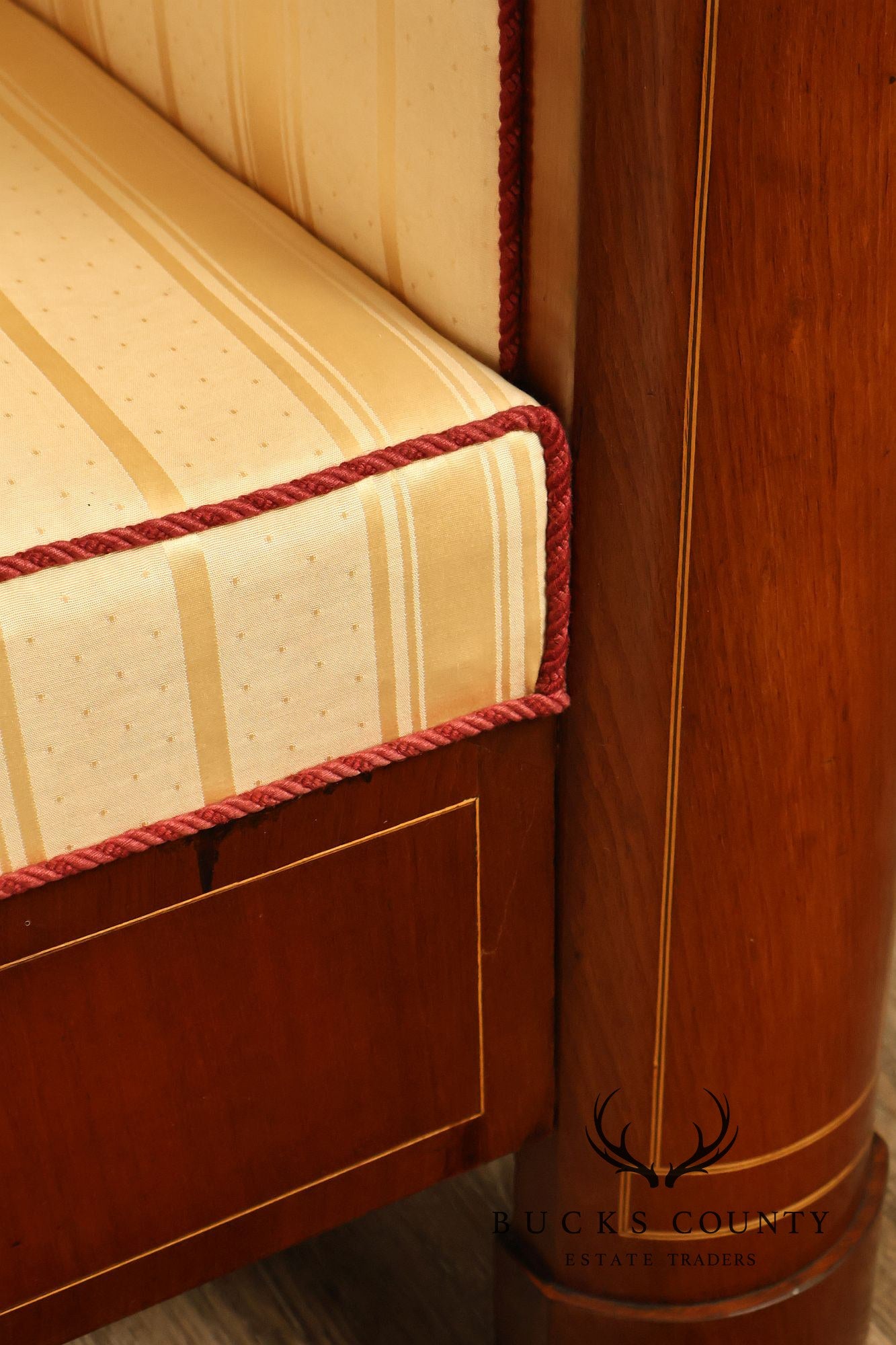 Biedermeier Style Antique Inlaid Mahogany Box Sofa