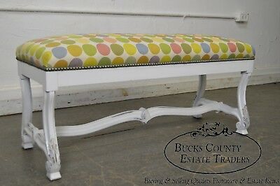 Custom Painted French Louis XIV Style Bench