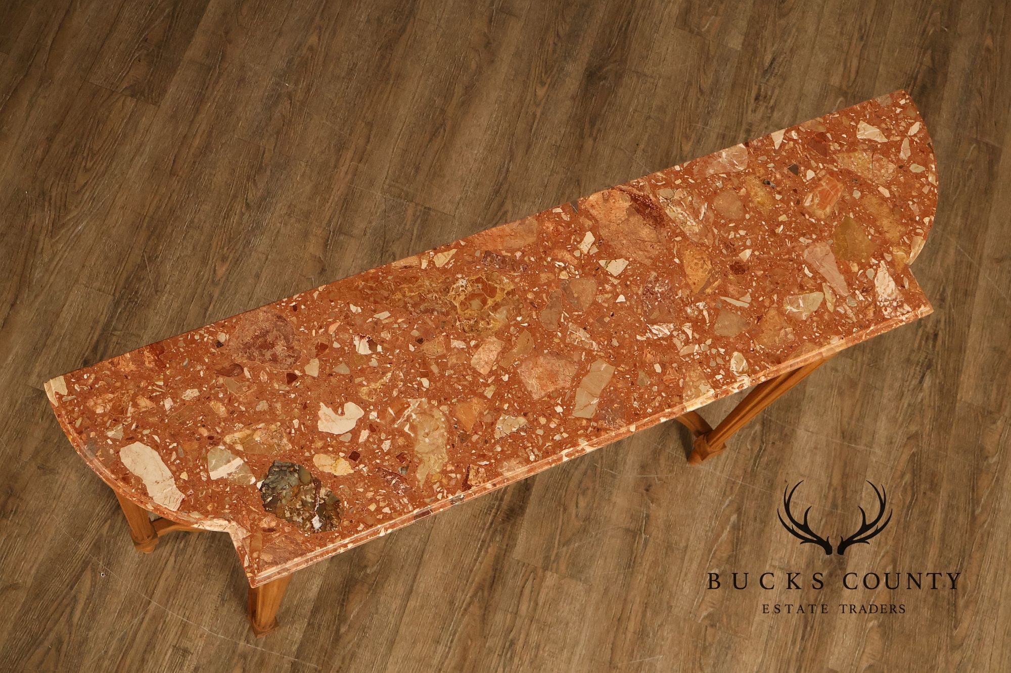 French Louis XVI Style Marble Top Narrow Console