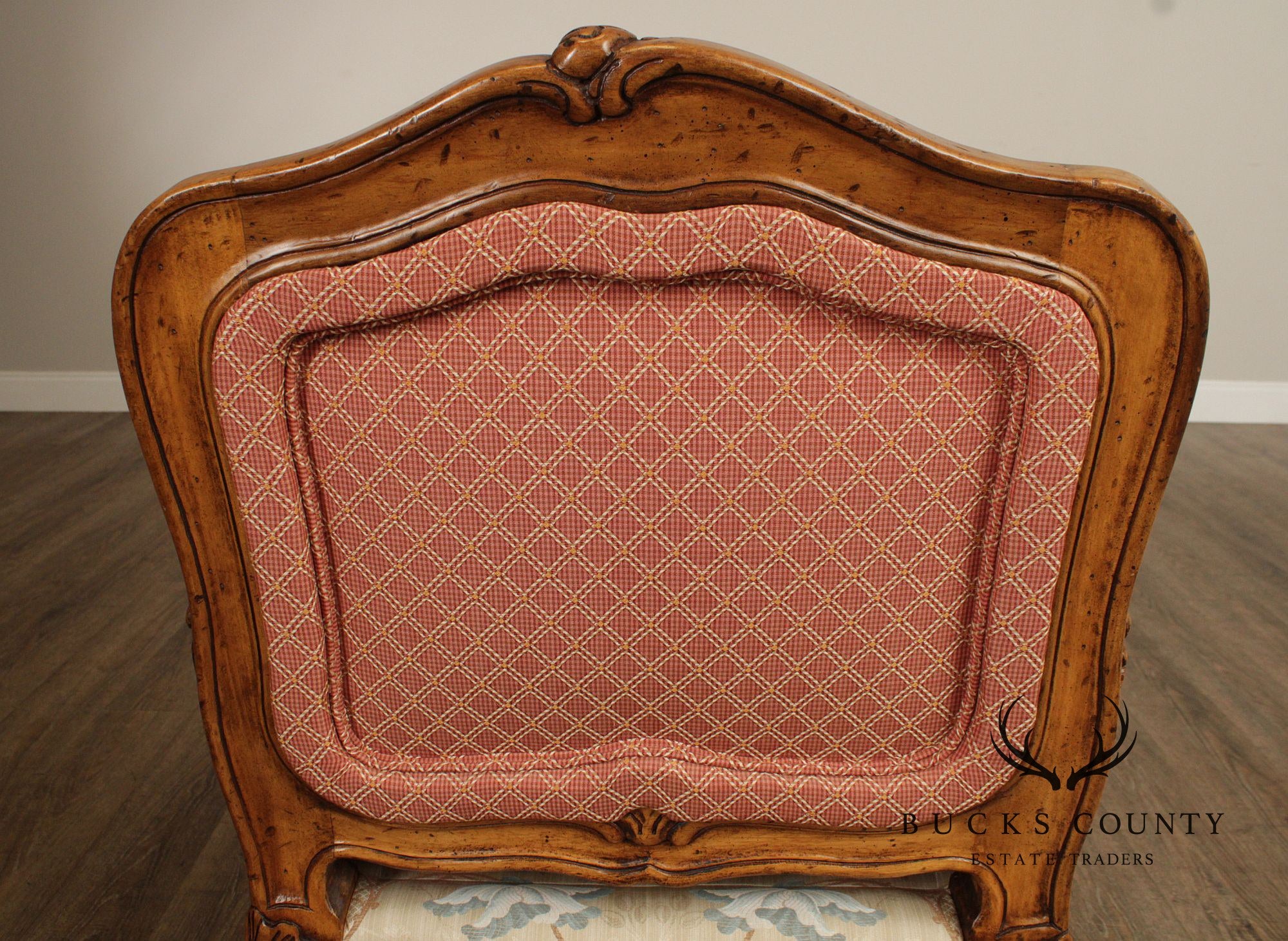 Italian Rococo Style Custom Upholstered Carved Walnut Armchair