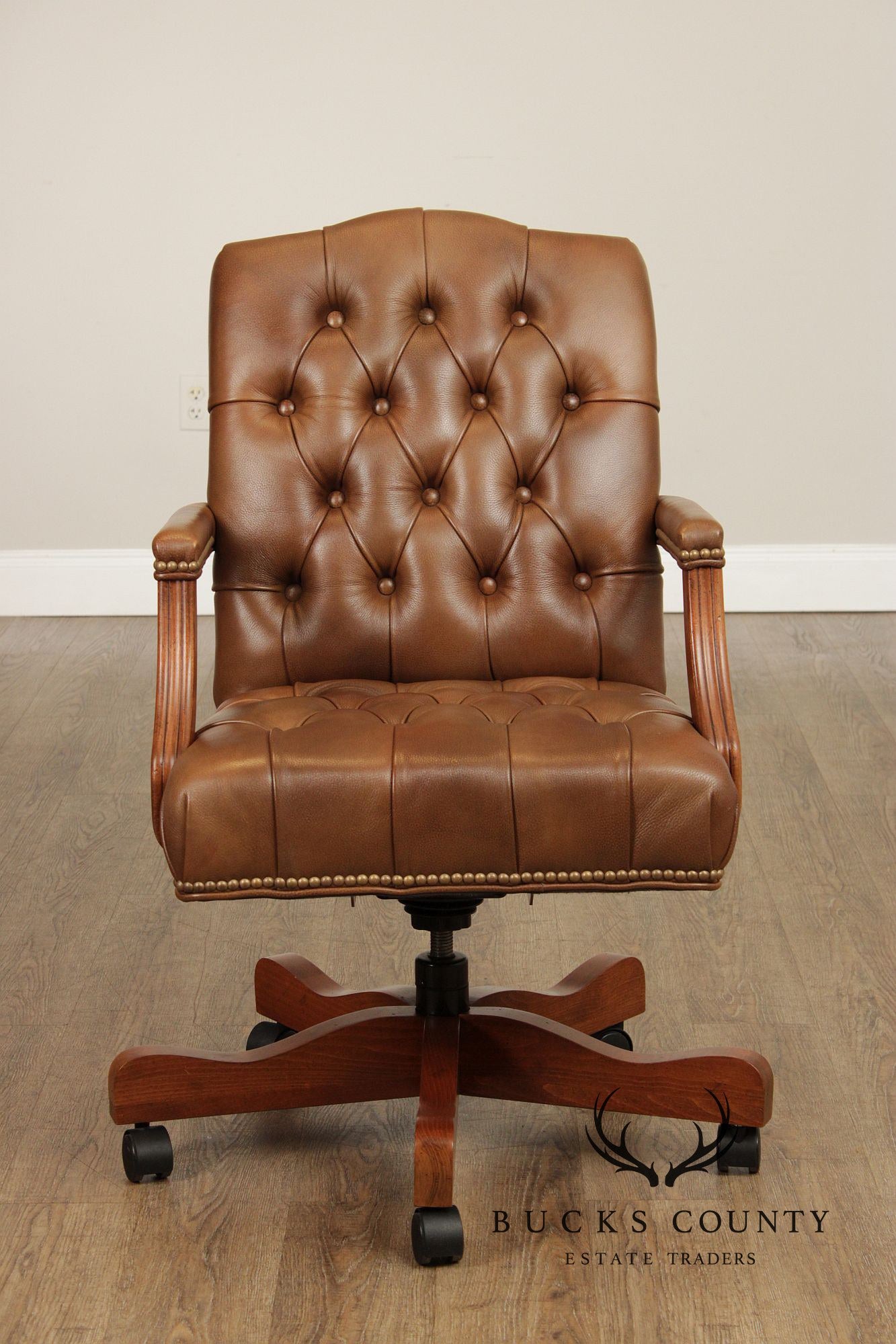 Ethan Allen Tufted Leather Desk Chair