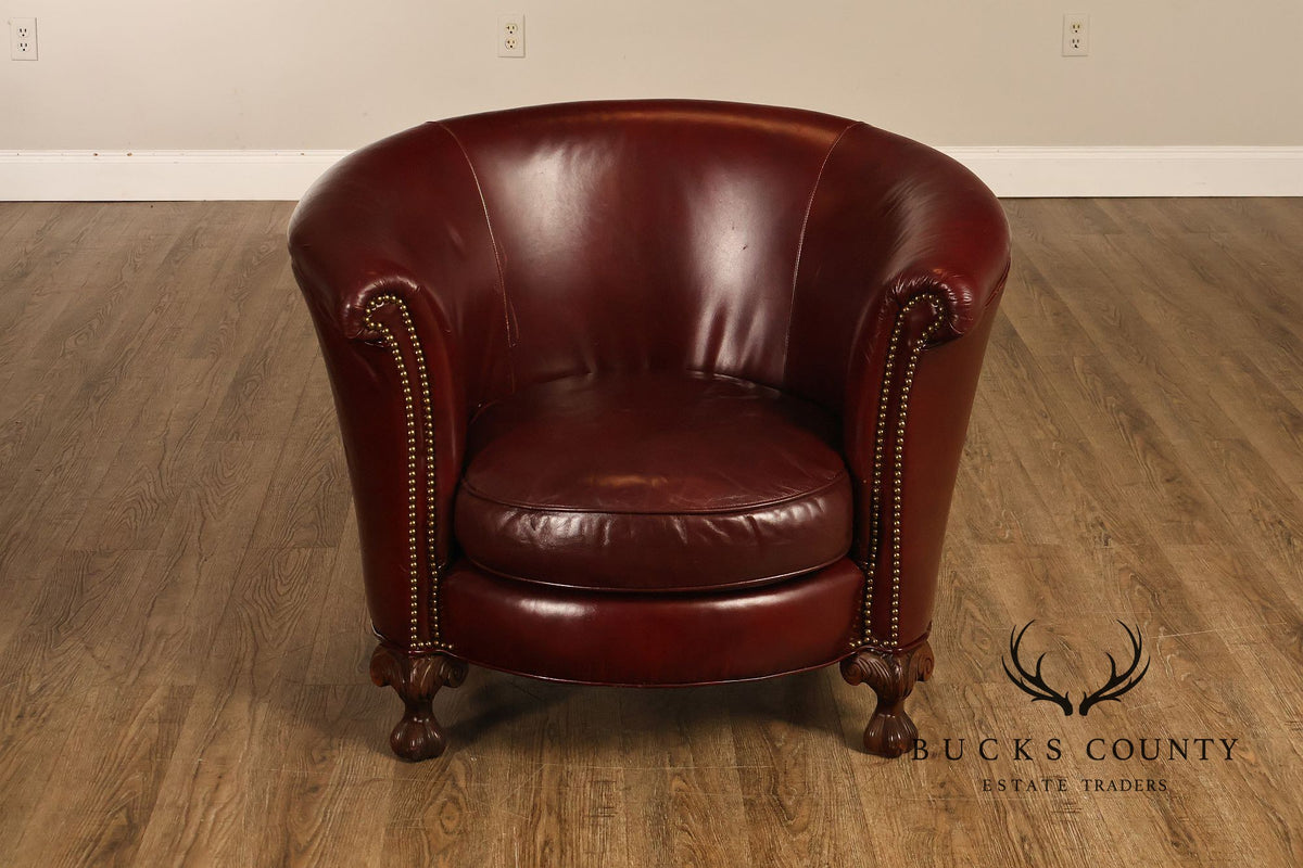 Old Hickory Tannery Burgundy Leather Nailhead Trim Club Chair