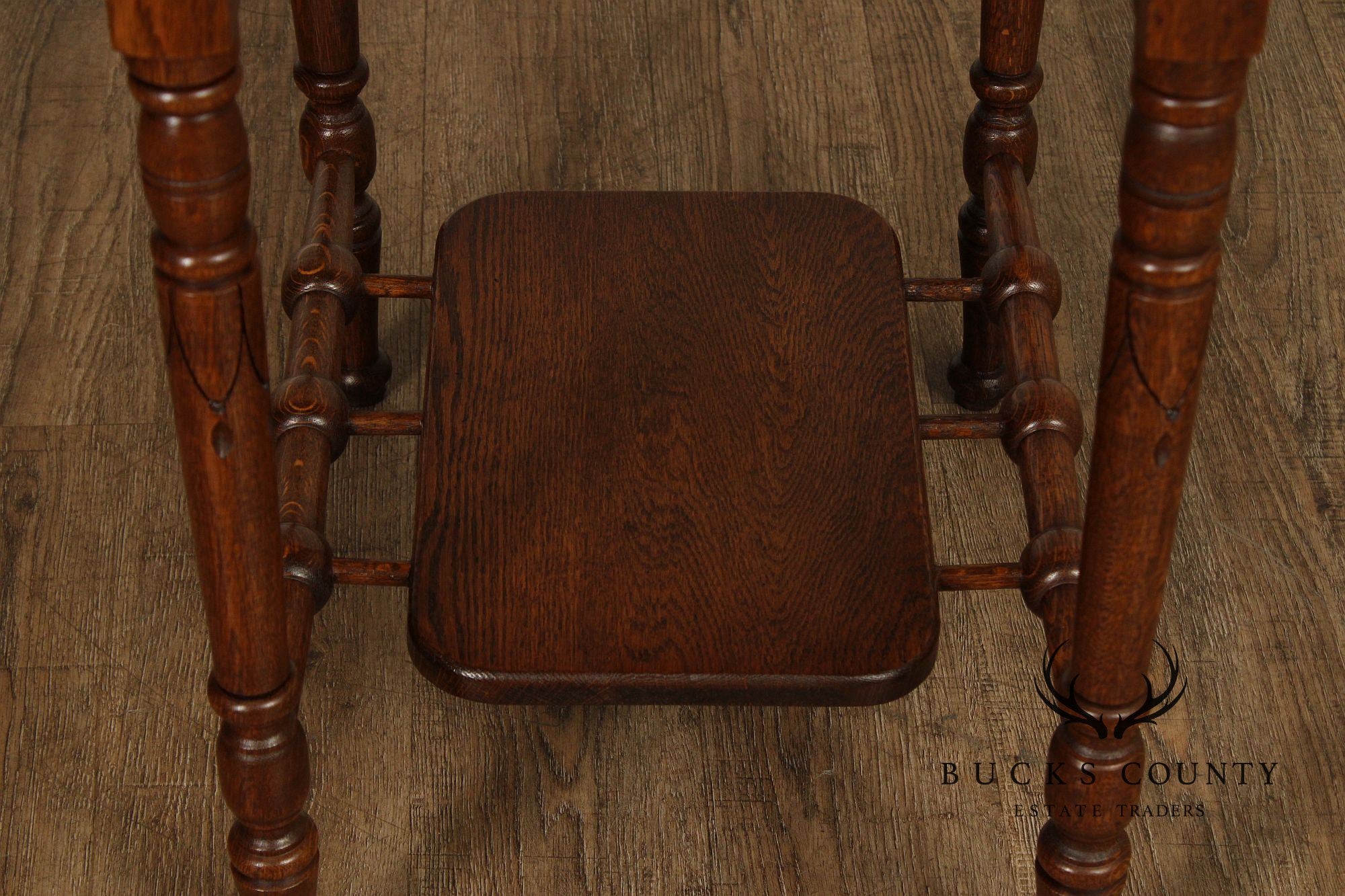 Antique Victorian Carved Oak End Table