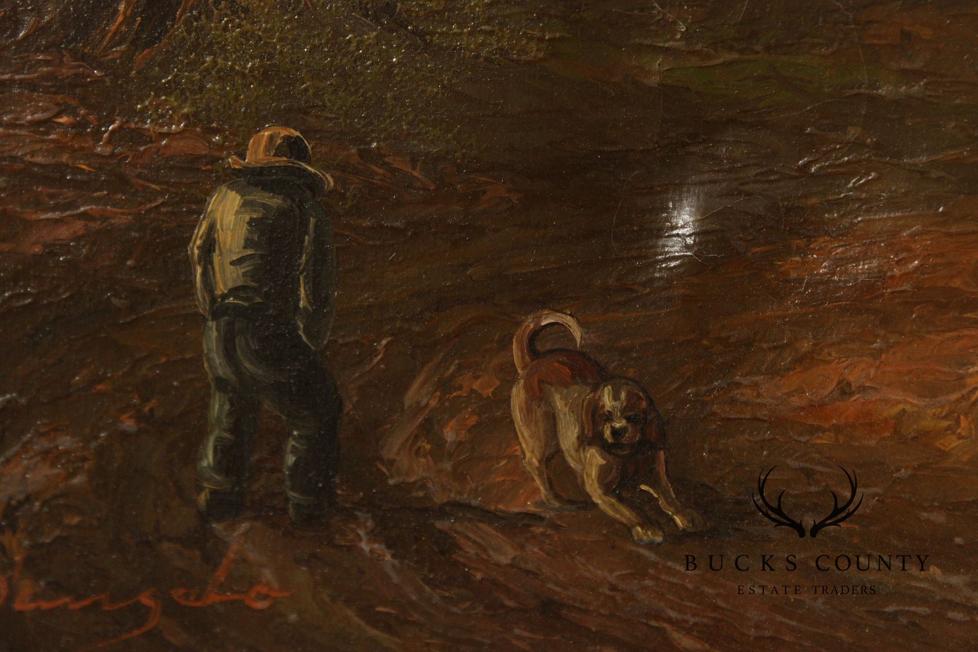 Artist Signed Genre Painting, Bucolic Village